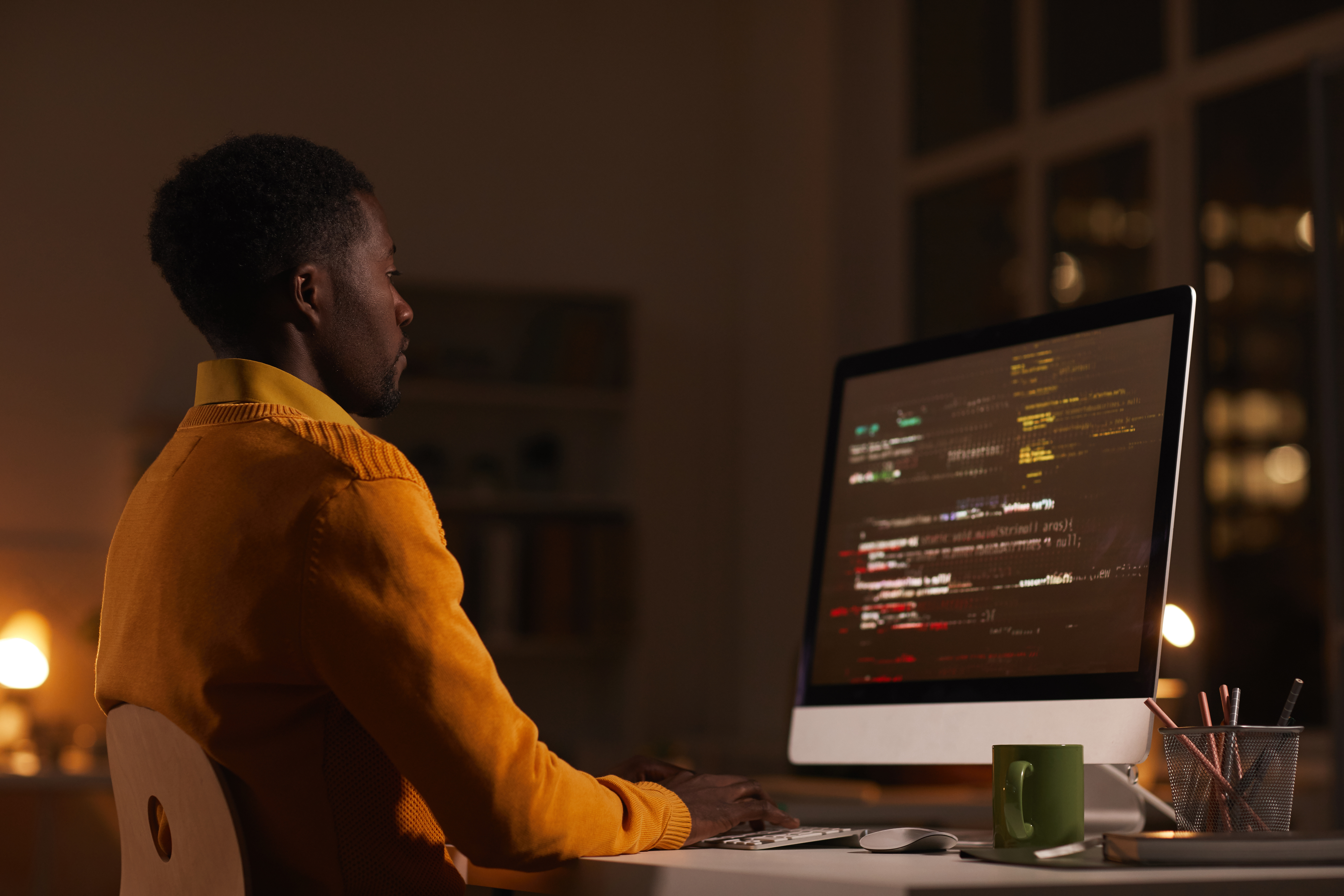 Man looking at computer screen