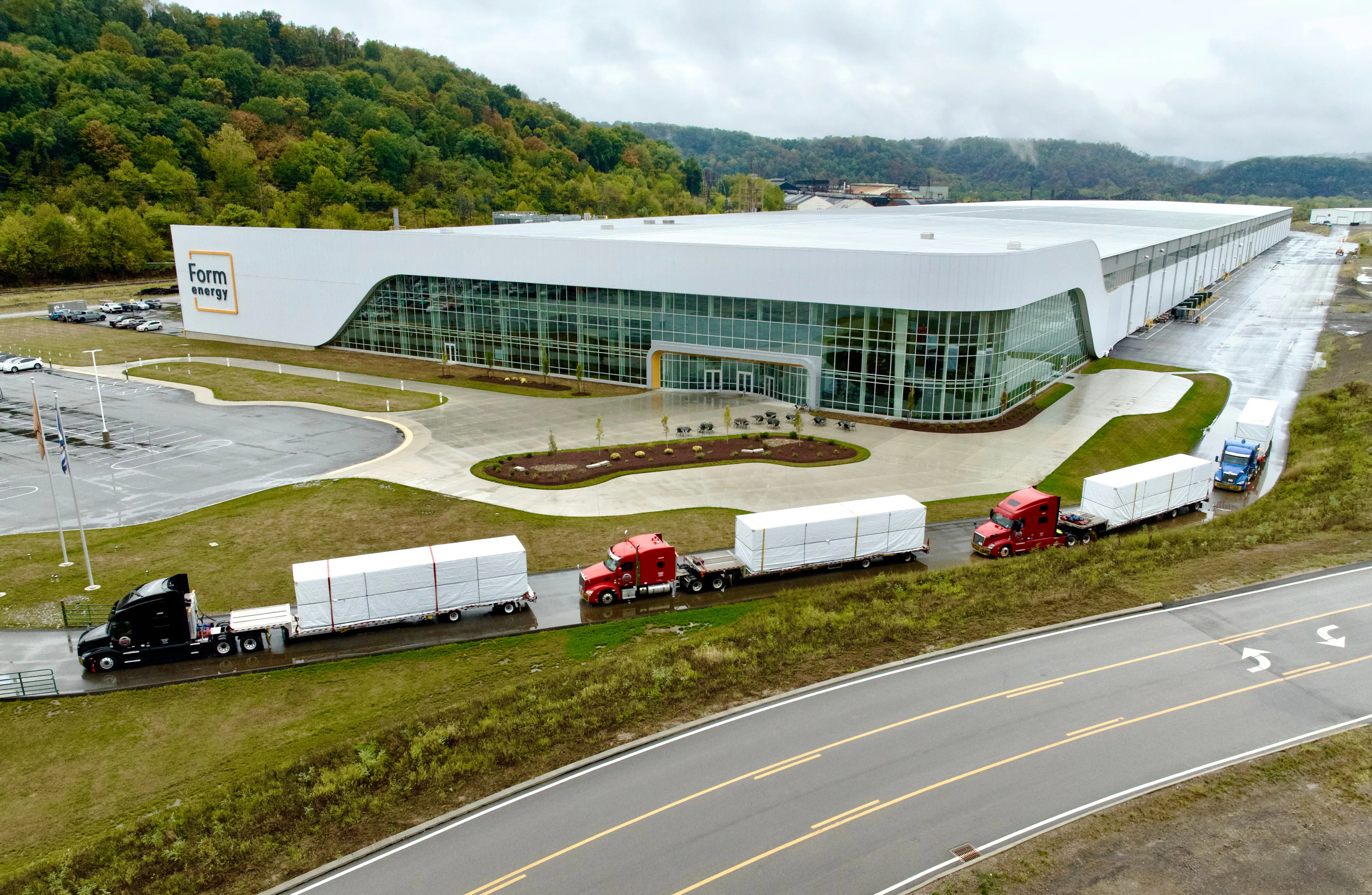 Form Energy iron-air battery system leaving Form Factory 1