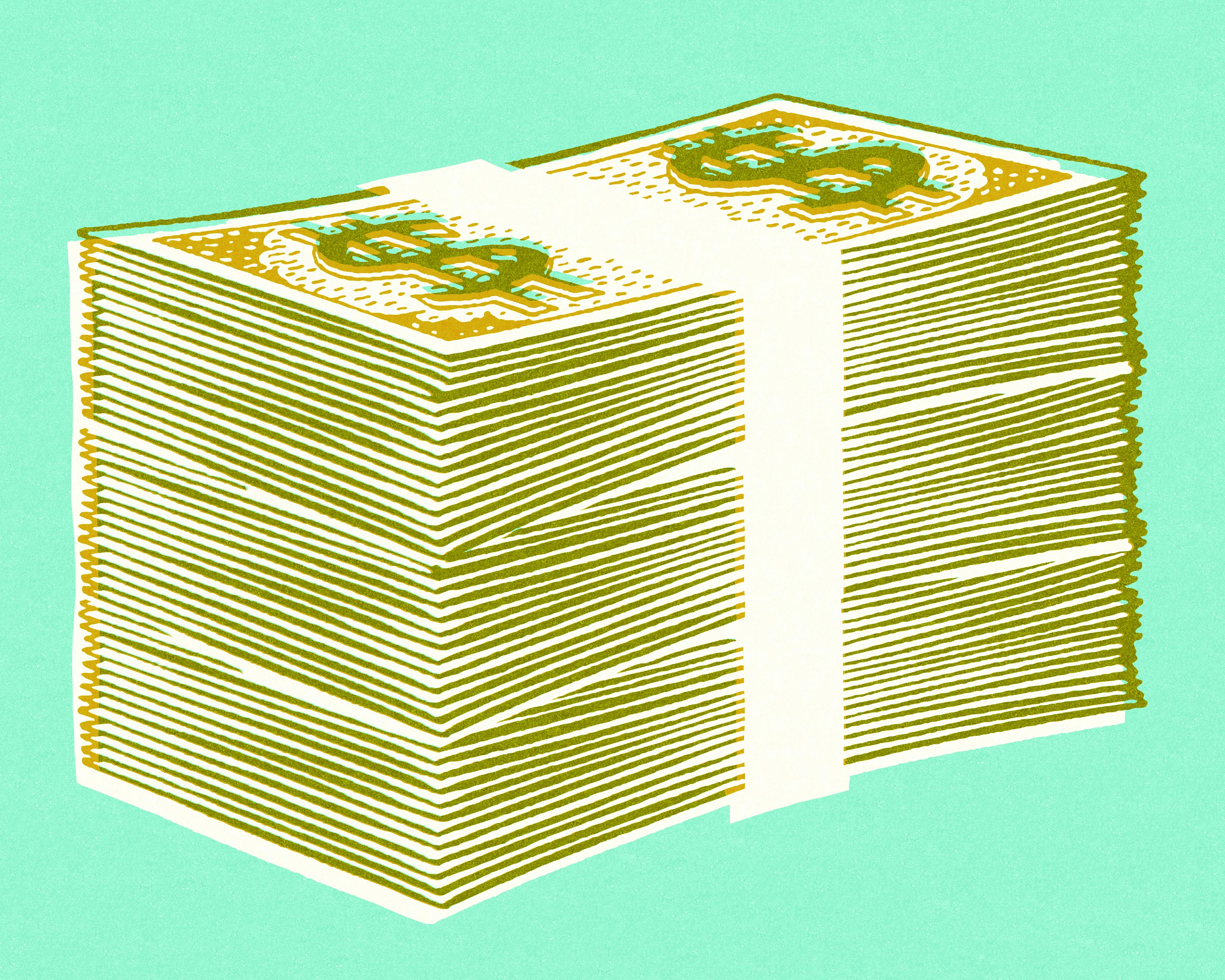 Stacks of dollar bills