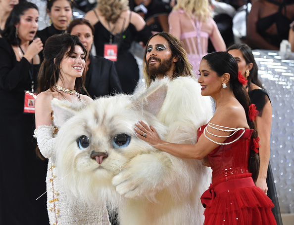Anne Hathaway, Jared Leto, and Salma Hayek at the Met Gala
