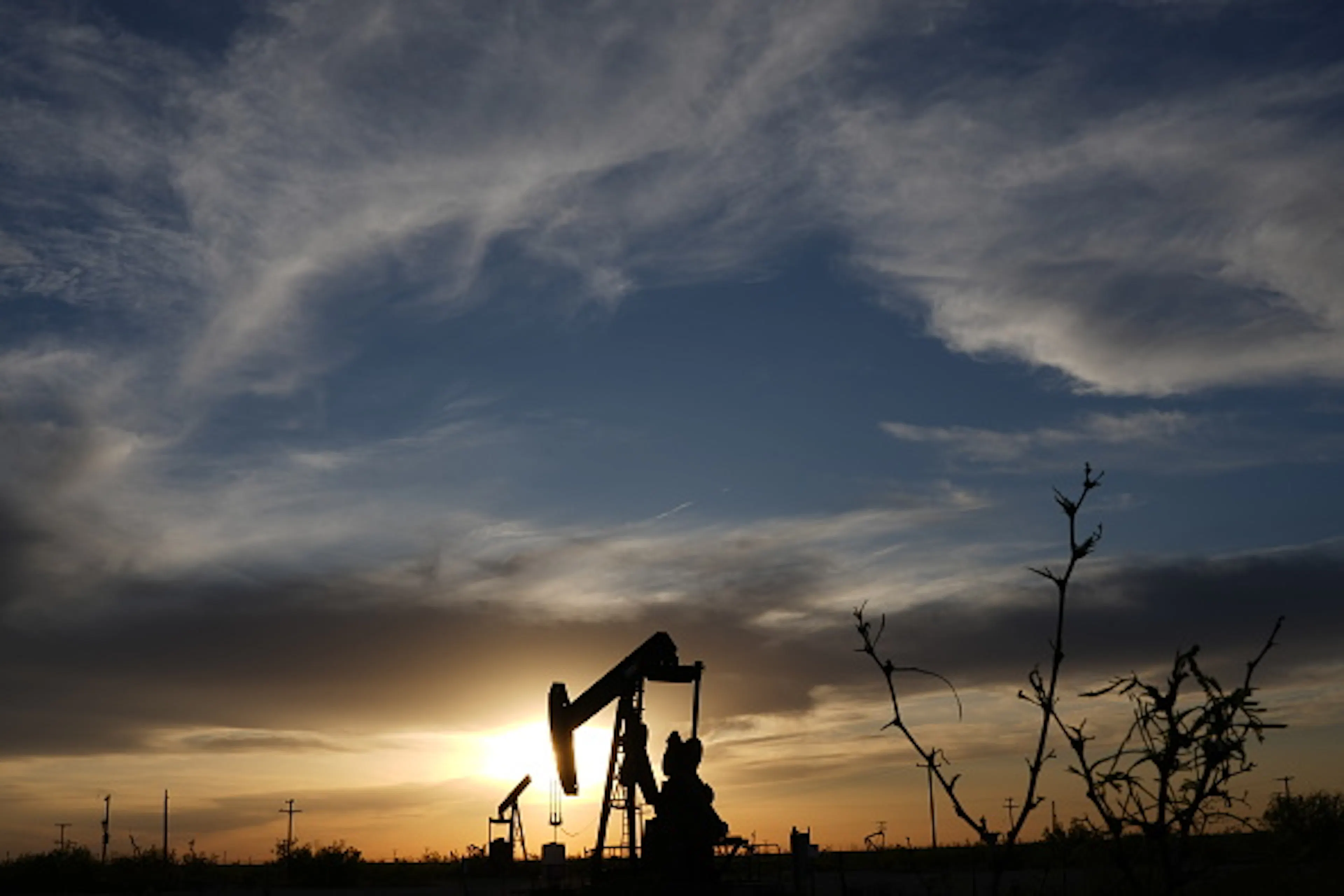 ODESSA, TEXAS - APRIL 27: Pump jacks working on the Permian Basin near Odessa