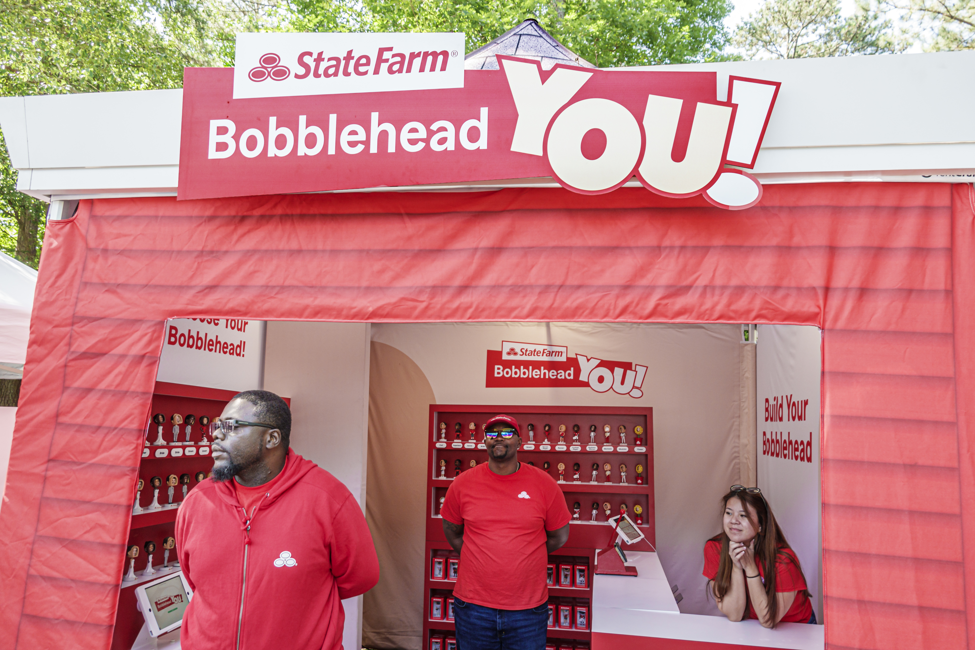 A State Farm Insurance vendor stall 