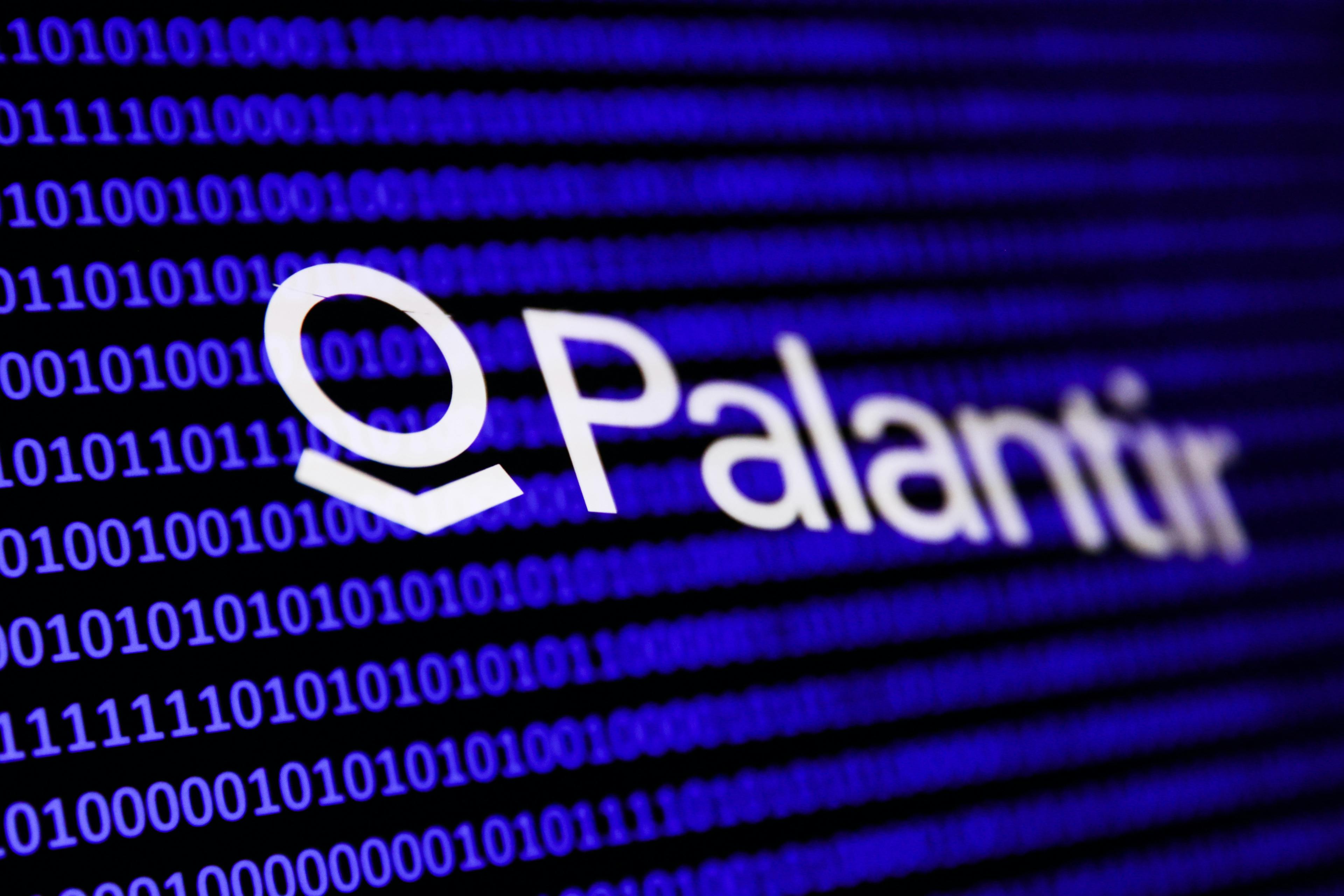 Palantir Logo with 1s and 0s