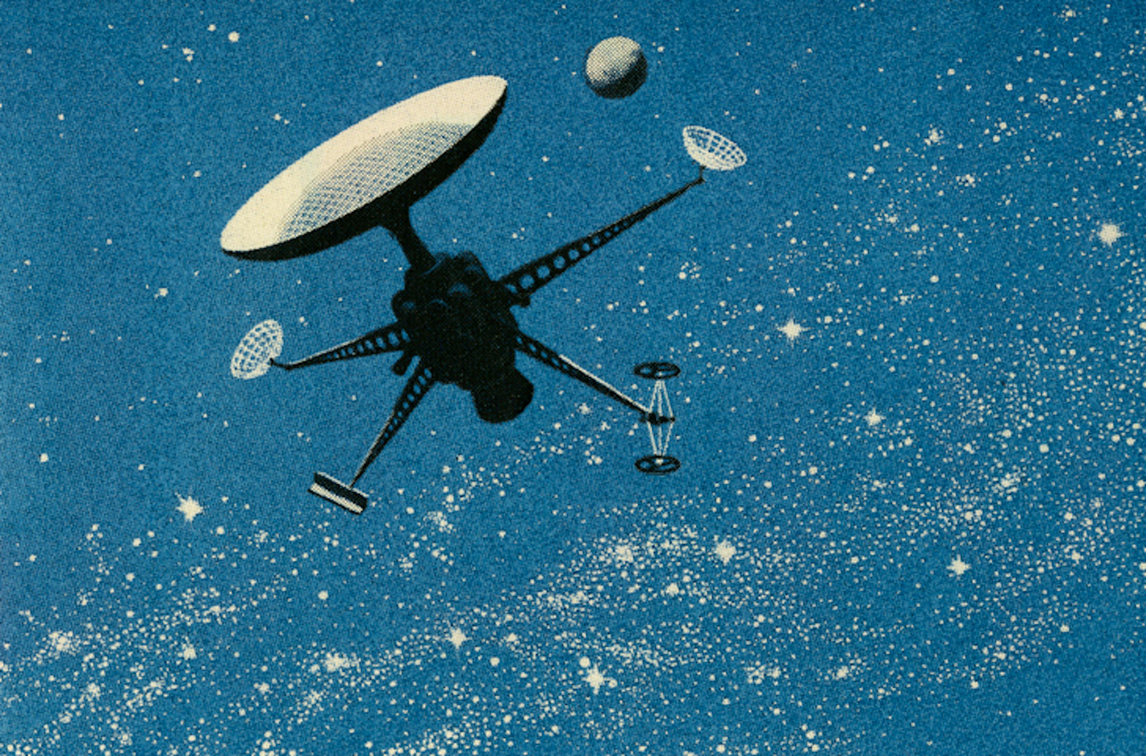 Satellite on a starry sky