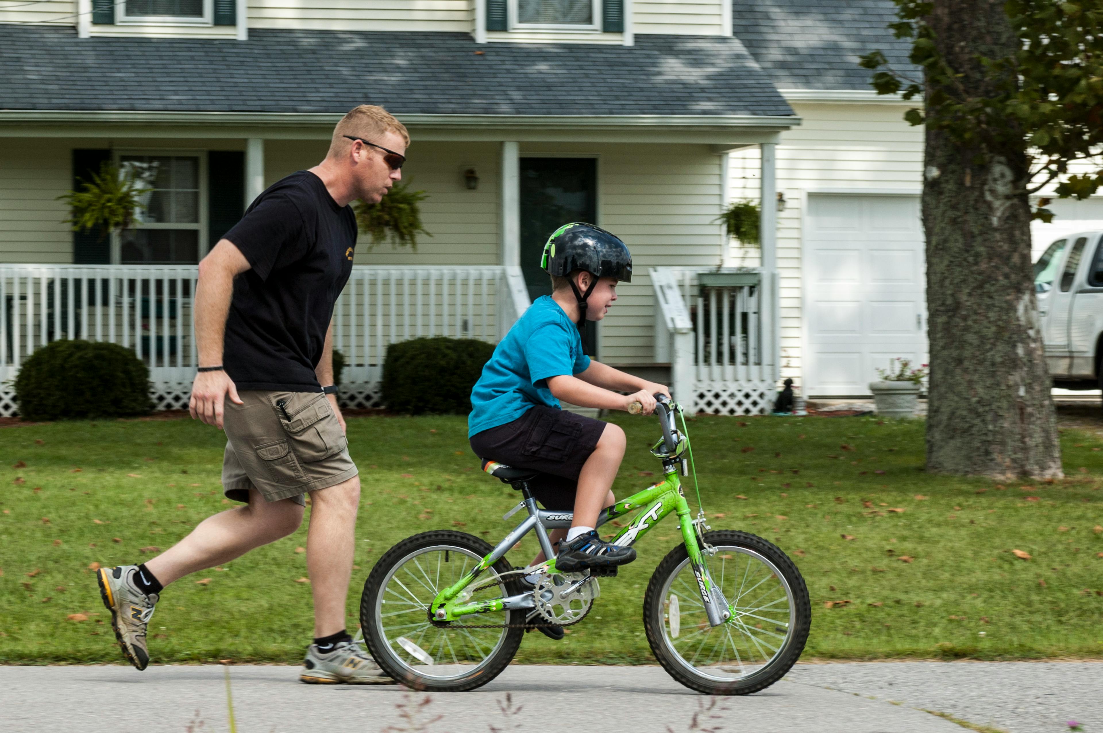 Kid riding bicycle