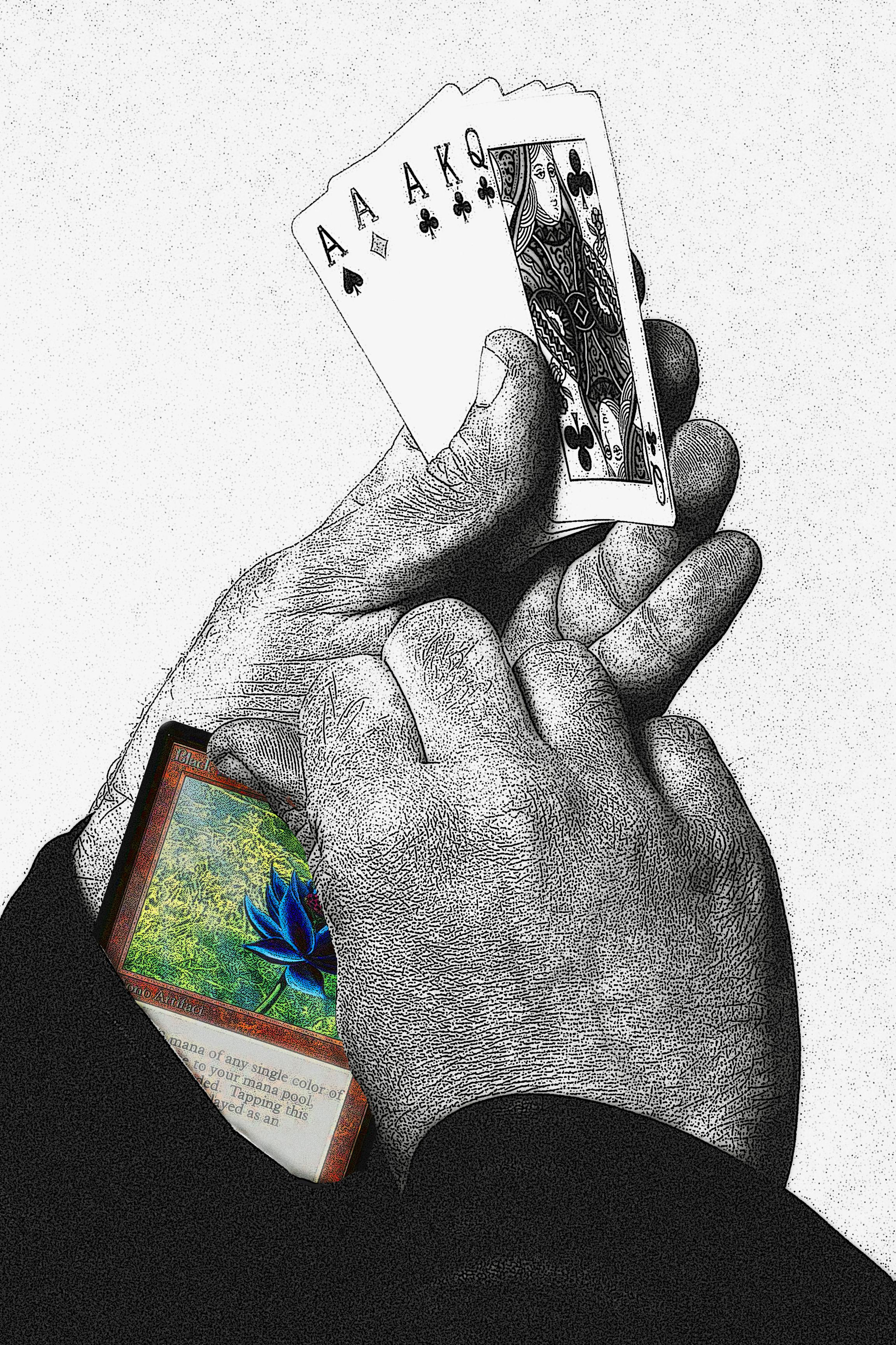 Lotus MtG card is pulled from sleeve