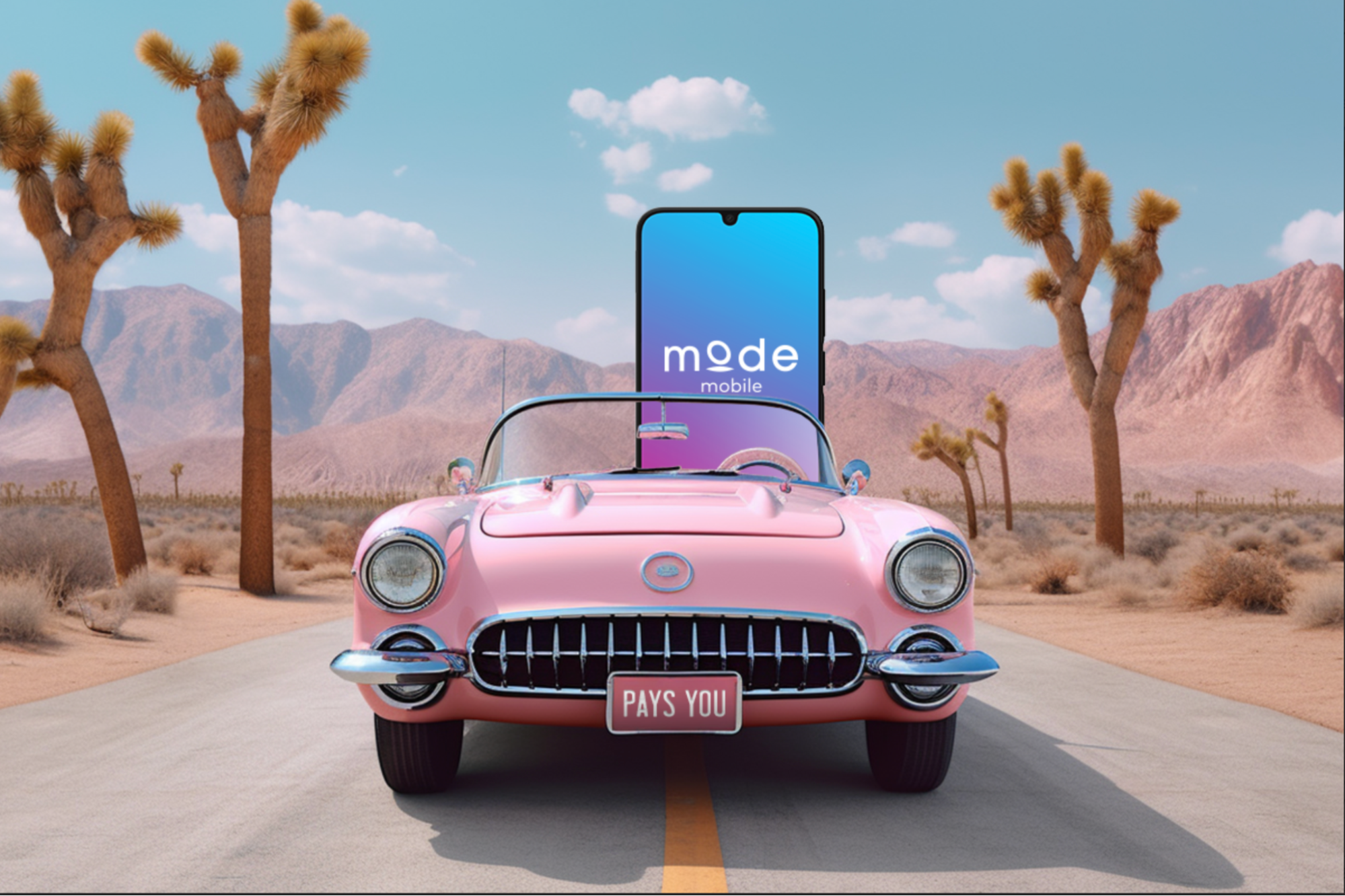 Mode Mobile phone in pink convertible