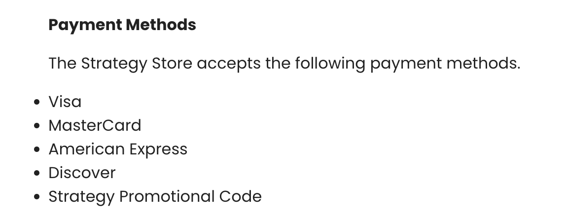 Payment methods