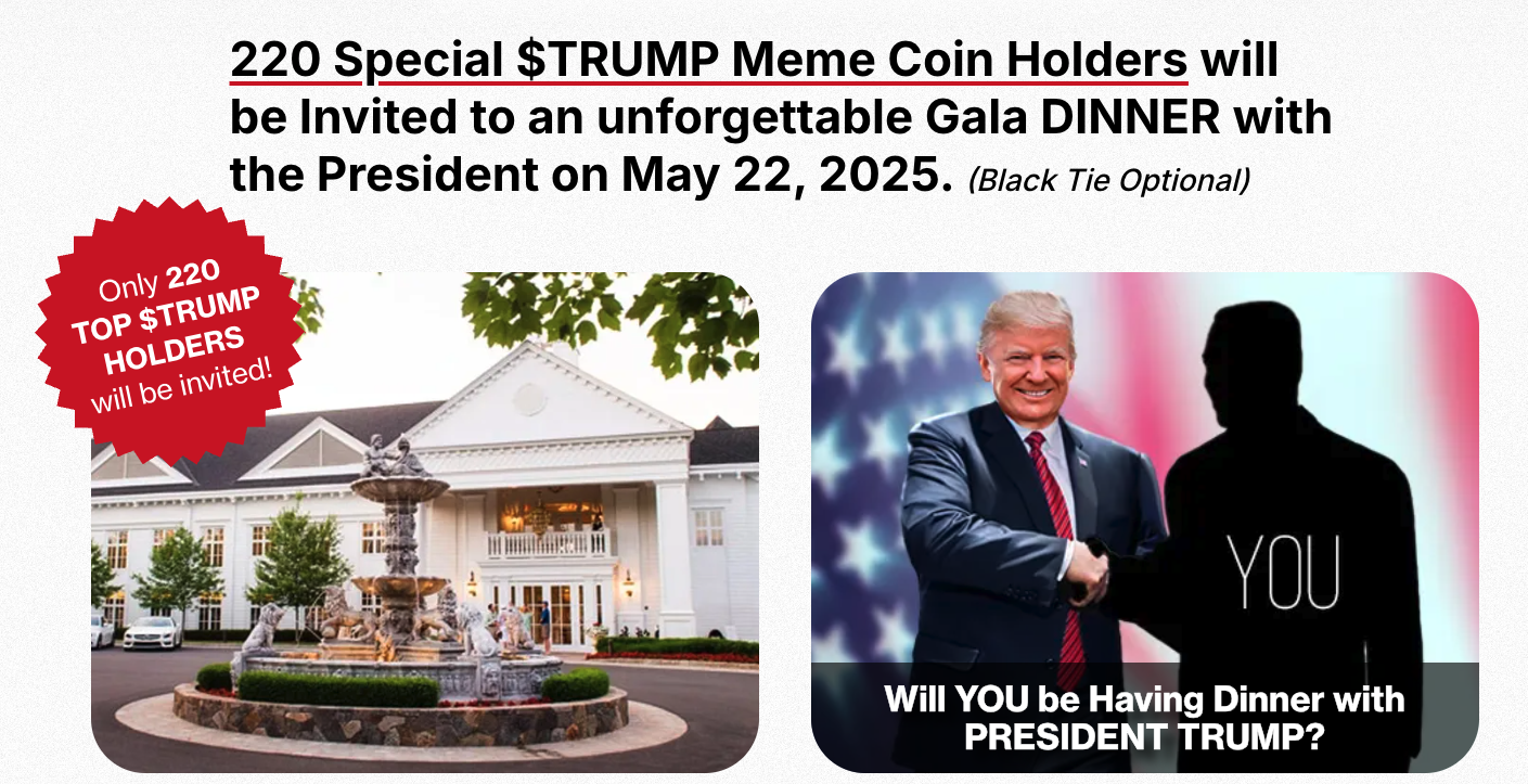 Screenshot of Trump’s meme coin promotion