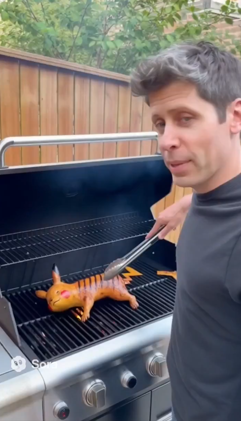 AI image of Sam Altman grilling Pikachu