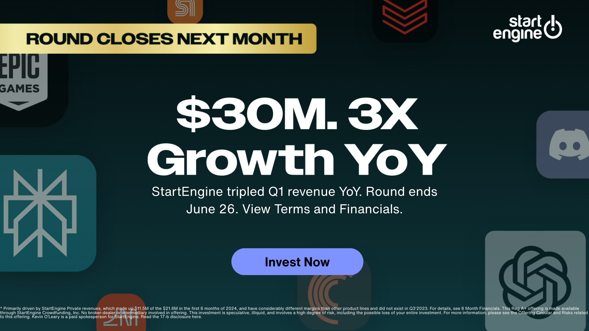 StartEngine branded image with text "StartEngine Hits $30M"