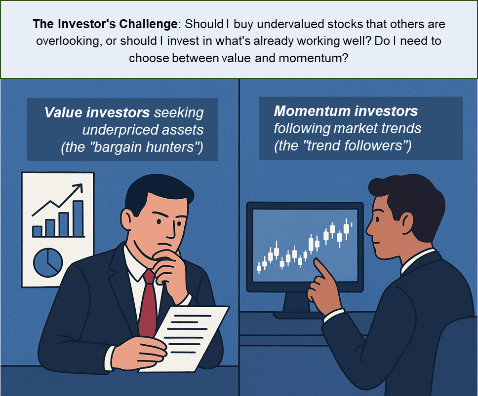 Victory Shares Cartoon About Value and Momentum Investing