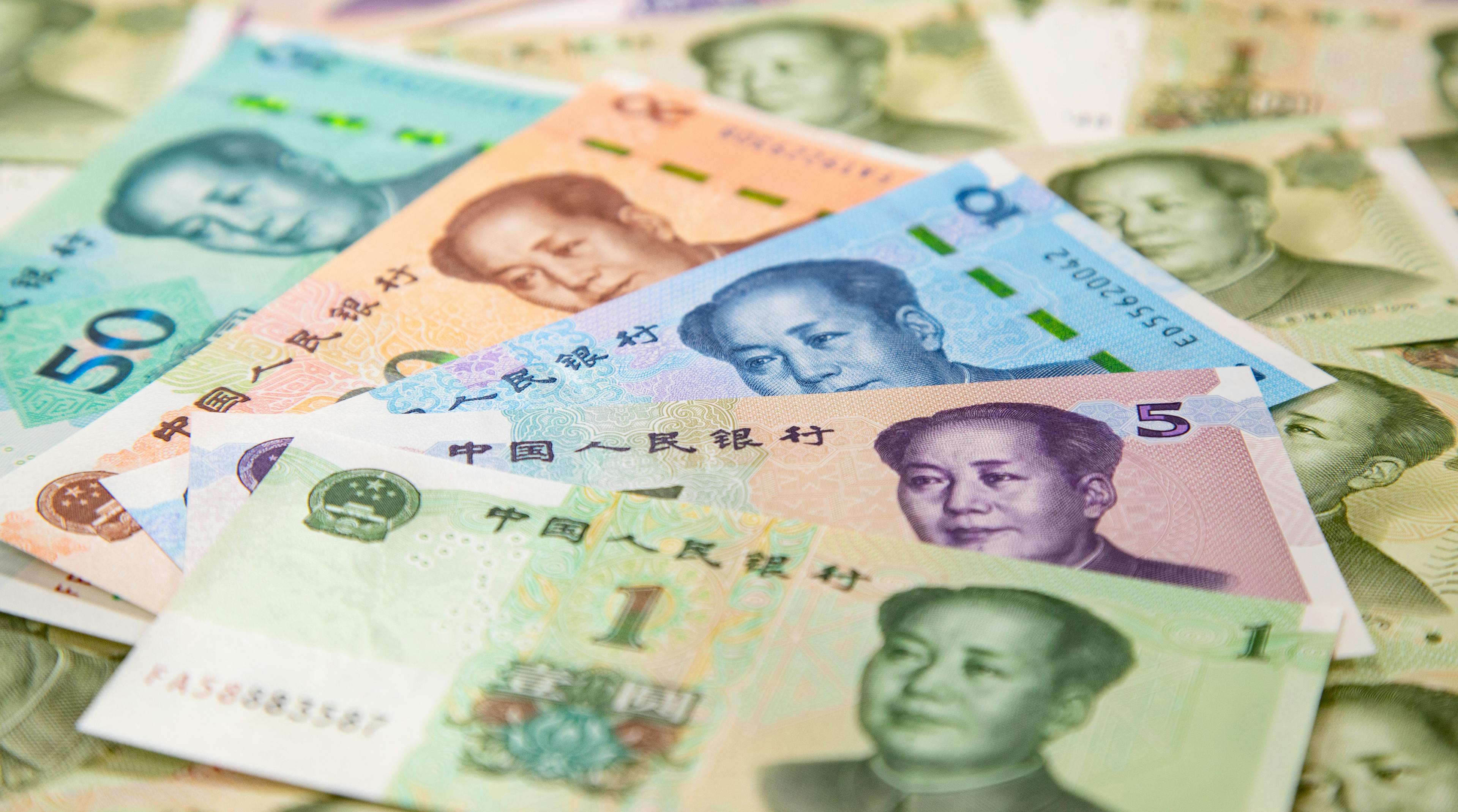 paper Chinese yuan in piles