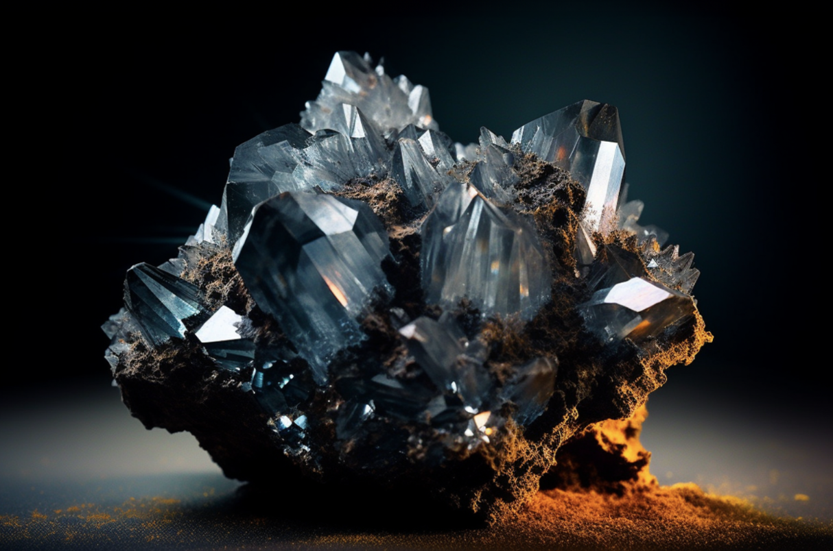 A lithium rock on black background