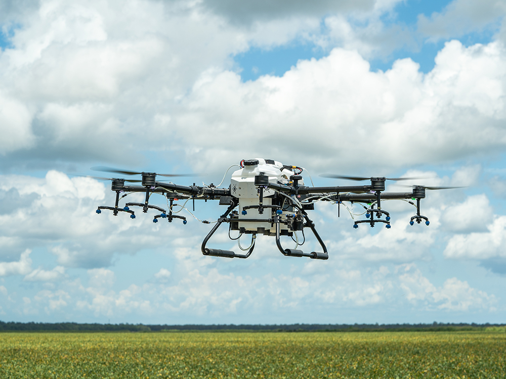 Hylio drone over farmland