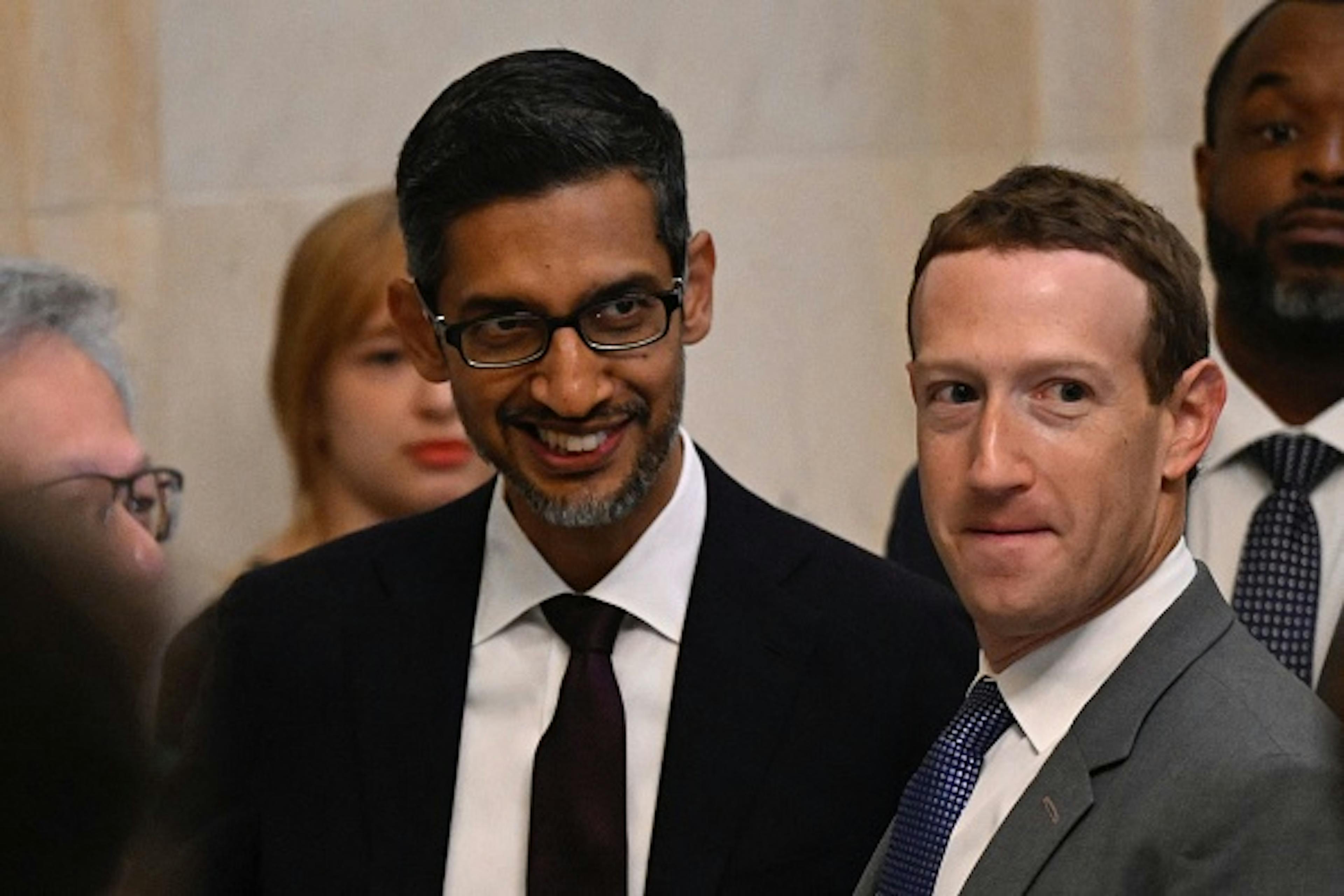 Sundar Pichai of Google and Mark Zuckerberg of Meta 
