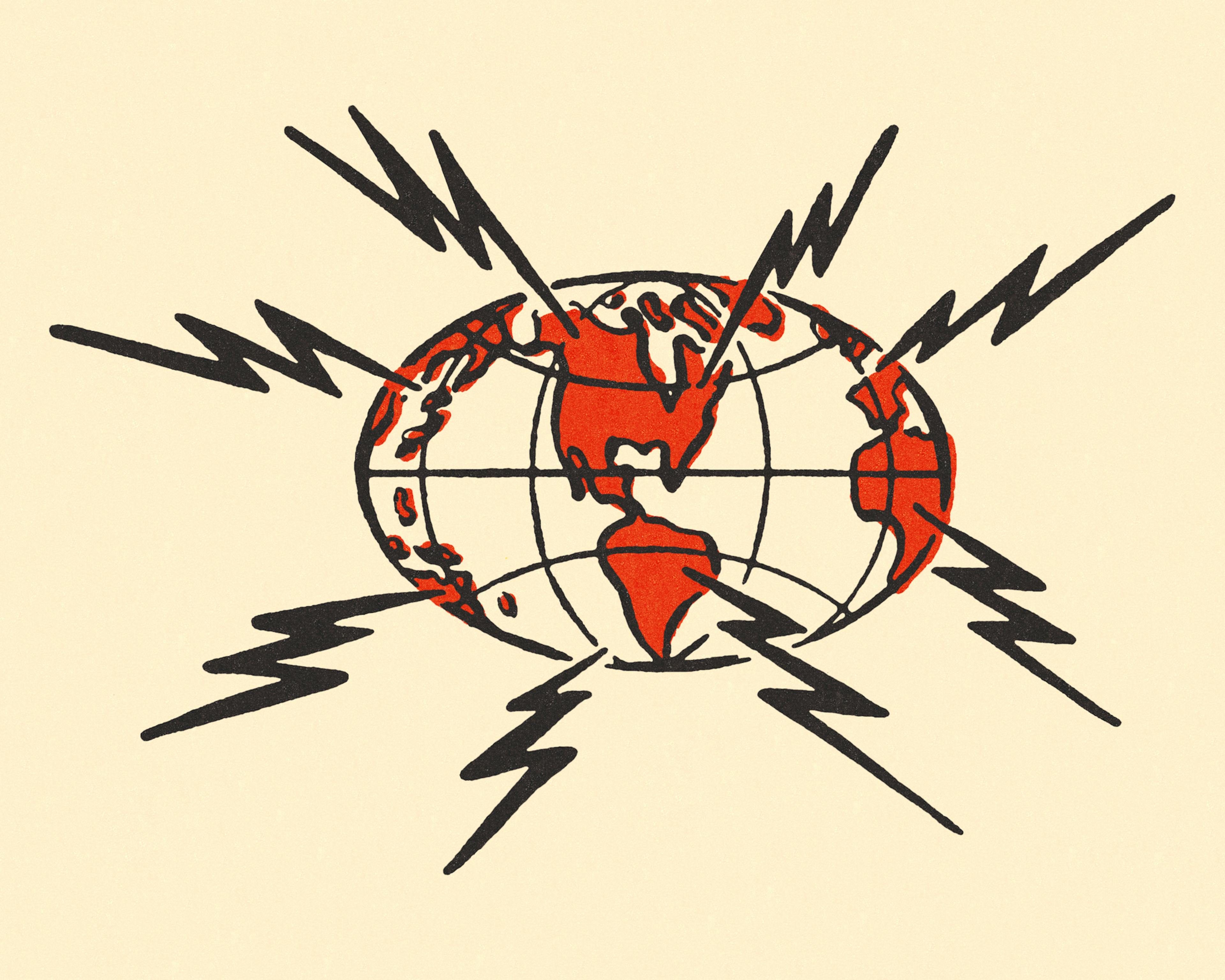 Lightning bolts around the world