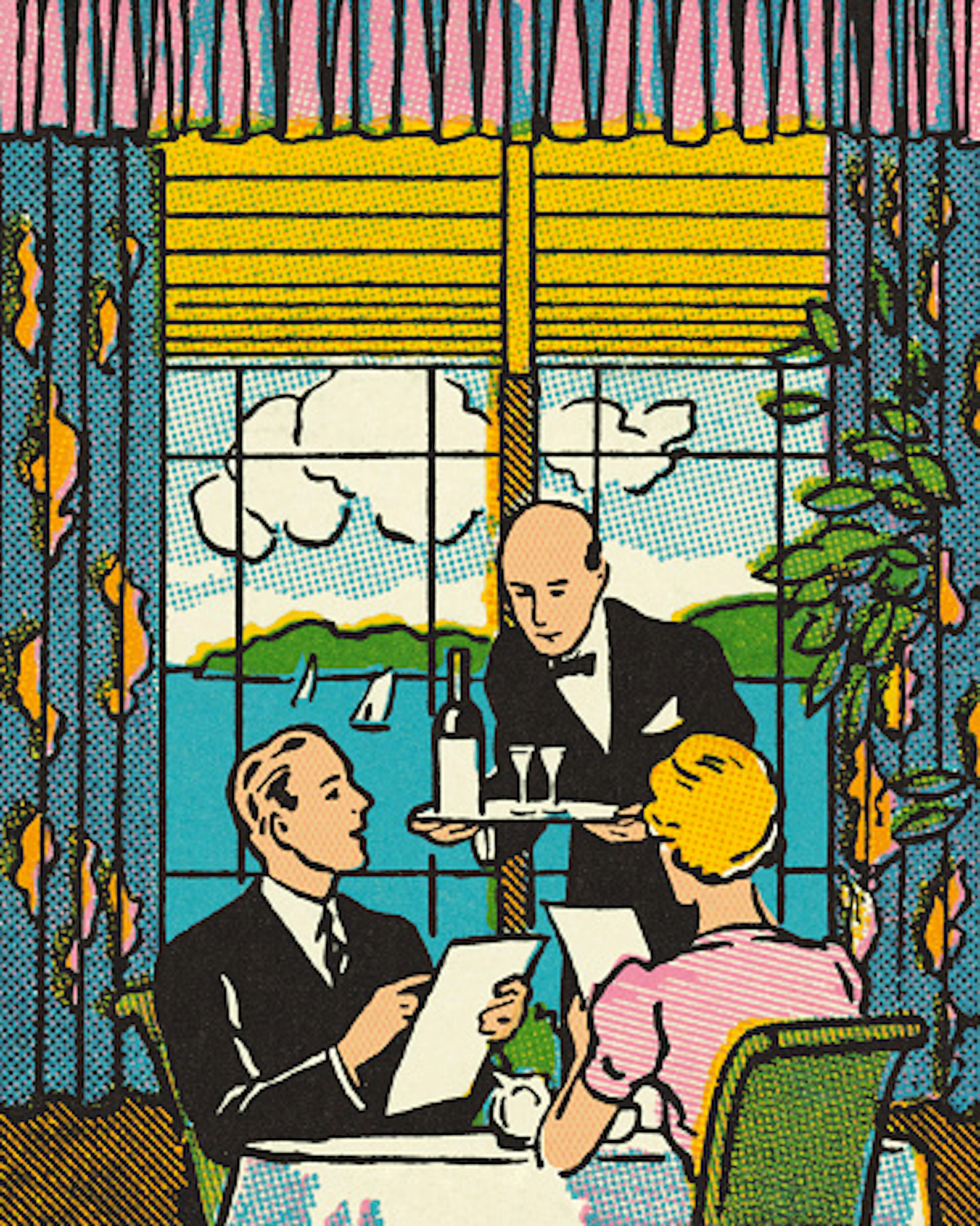 Couple Dining at a Restaurant with a View