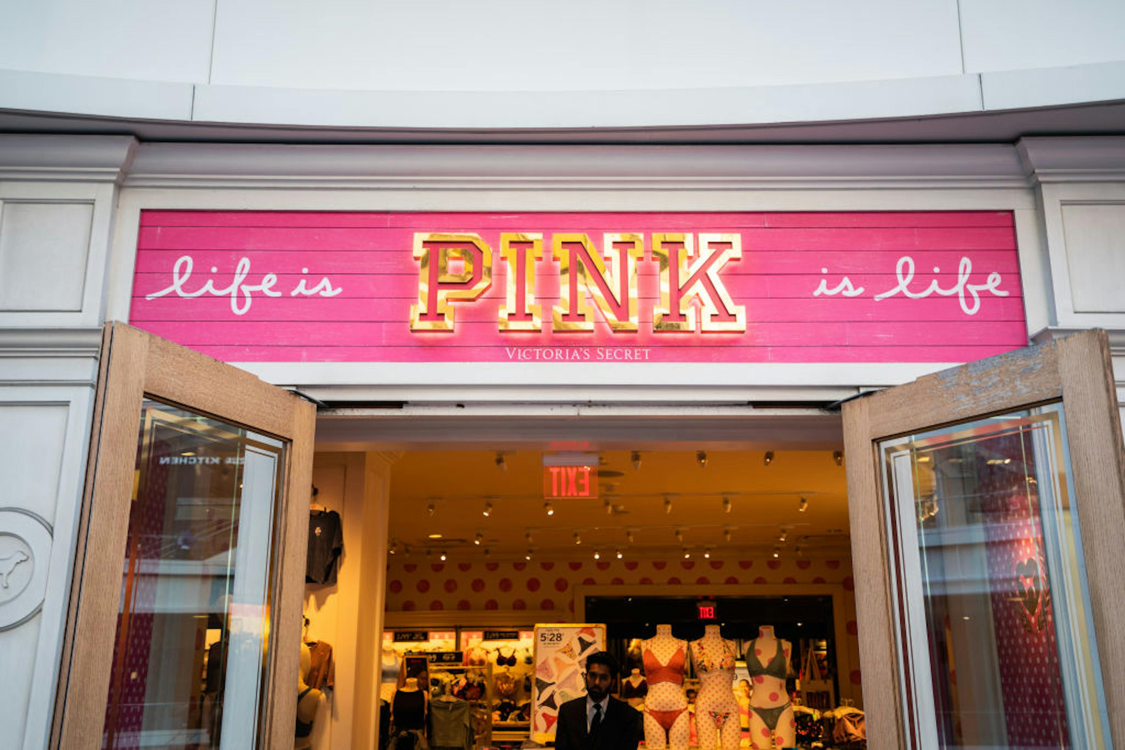 A view of a Victoria's Secret Pink store logo...