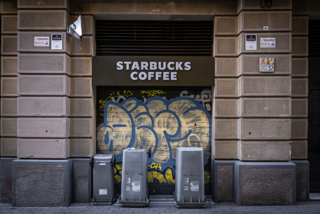 A Starbucks Coffee shop closed during the Covid-19 crisis.