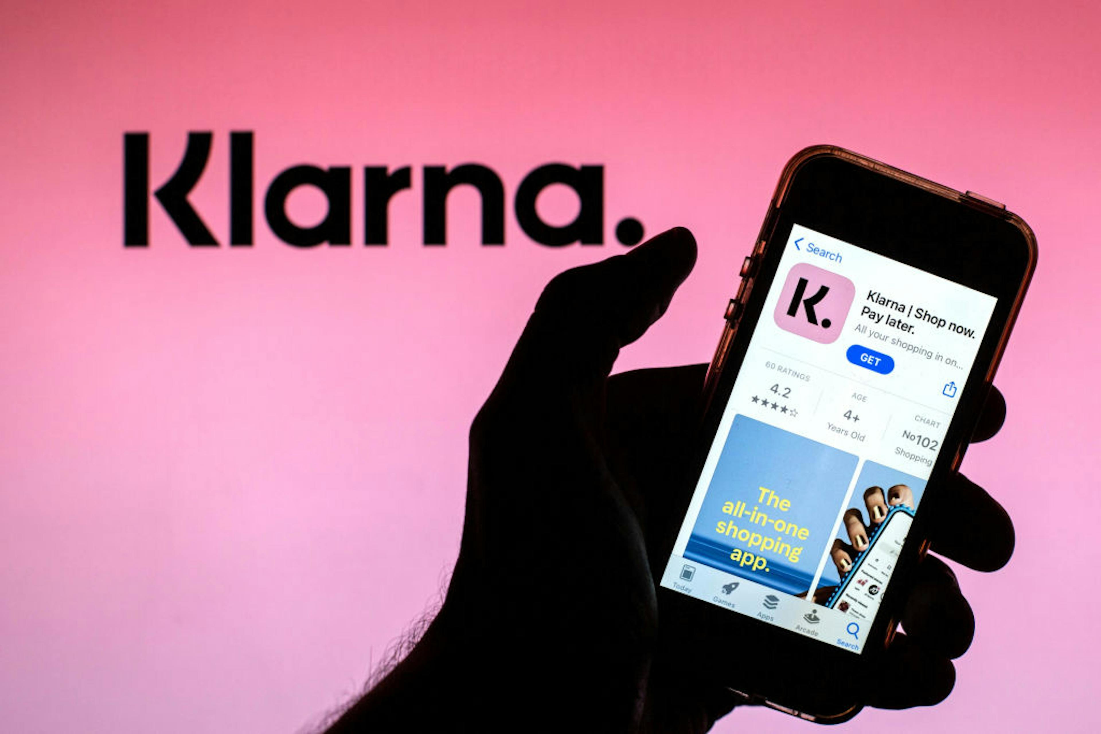 In this photo illustration of a Klarna Bank AB app in in the...