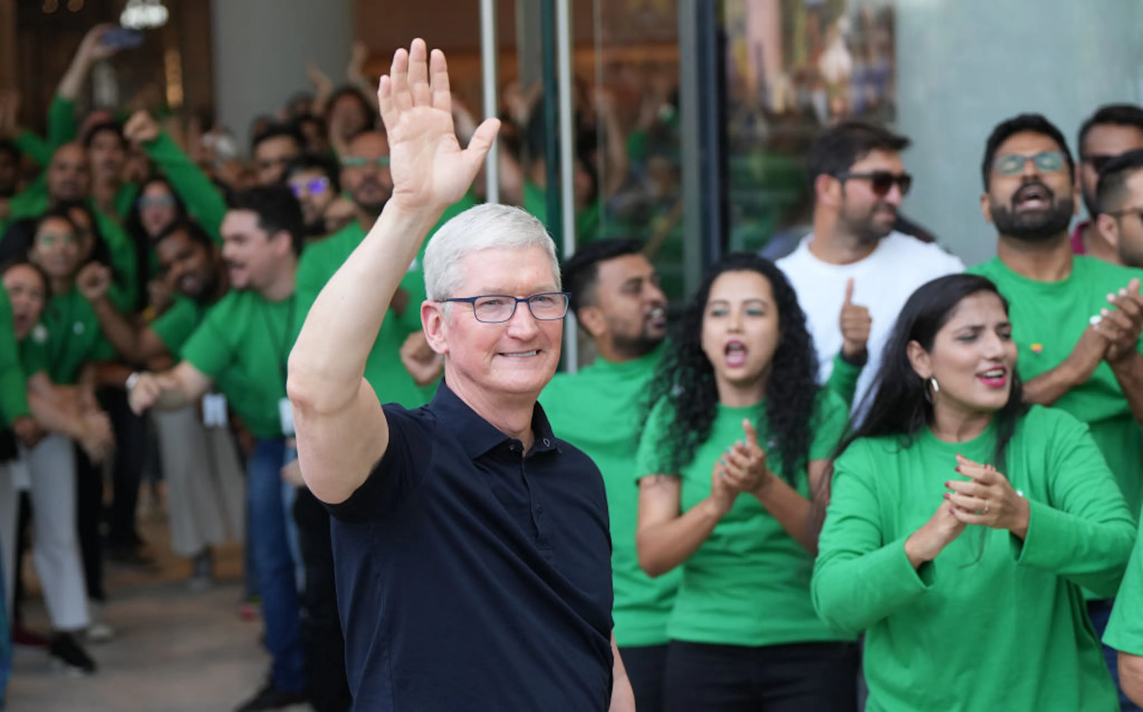 Chief Executive Officer (CEO) of Apple Tim Cook opens the first Apple store in India's Mumbai