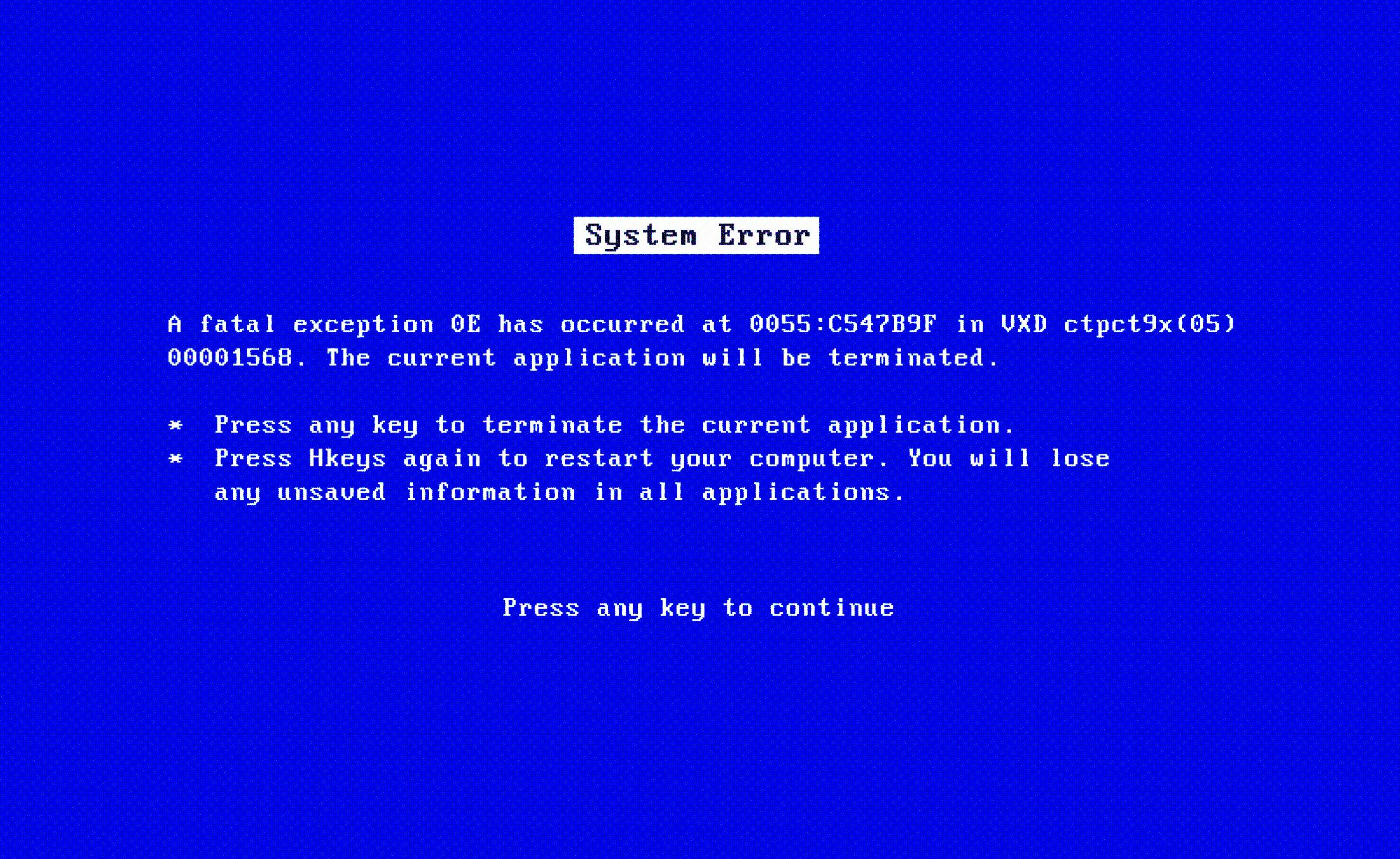 Old Windows “blue screen of death”