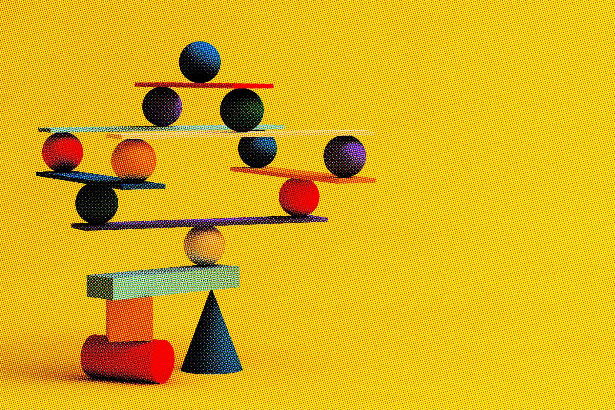 Several balancing geometric shapes