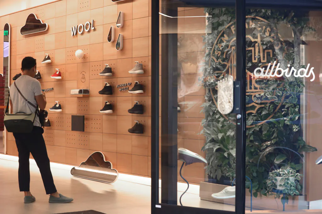 The entrance of Allbirds seen from Hayes St. in San Francisco, Calif.