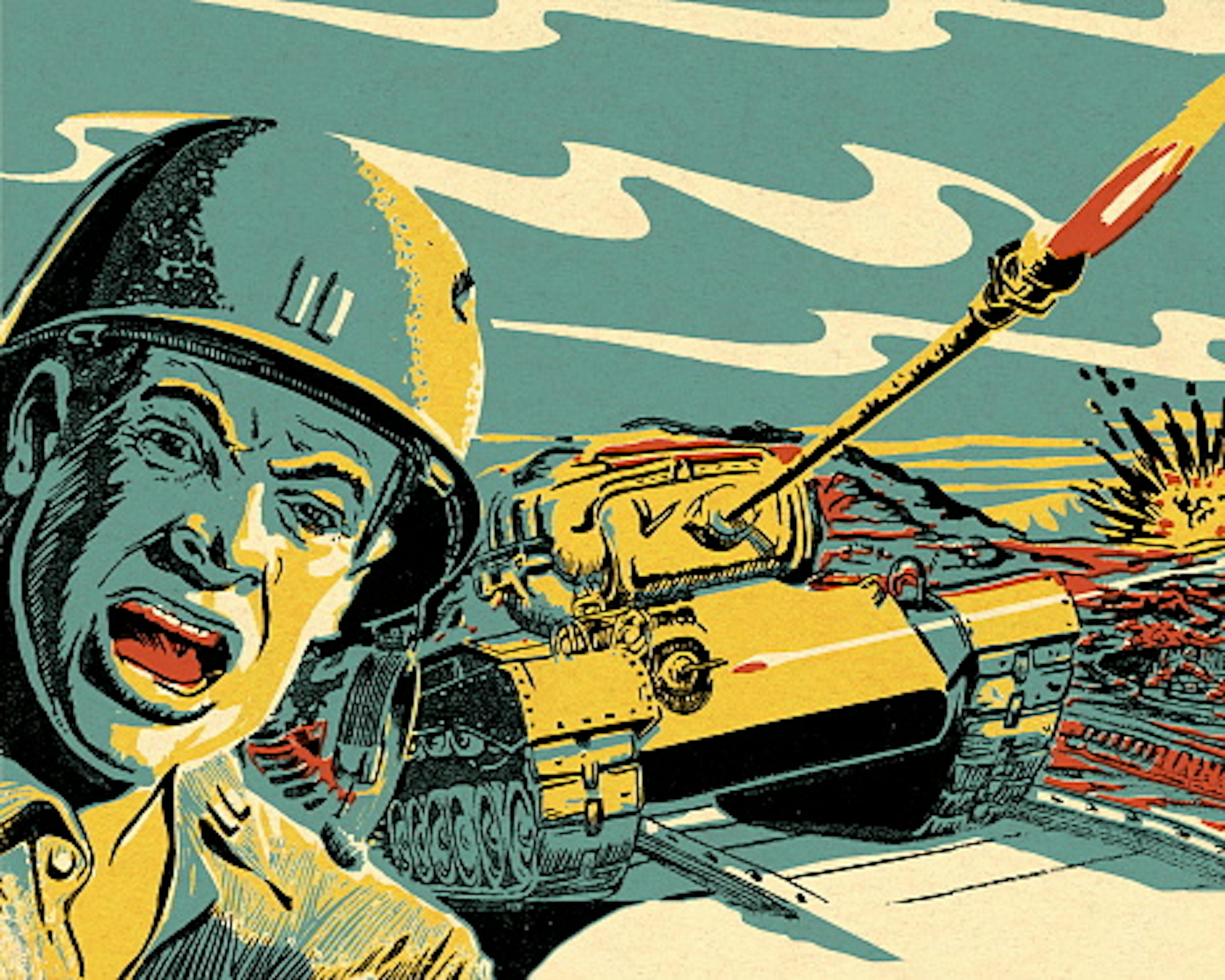 Soldier and Tank on Battlefield