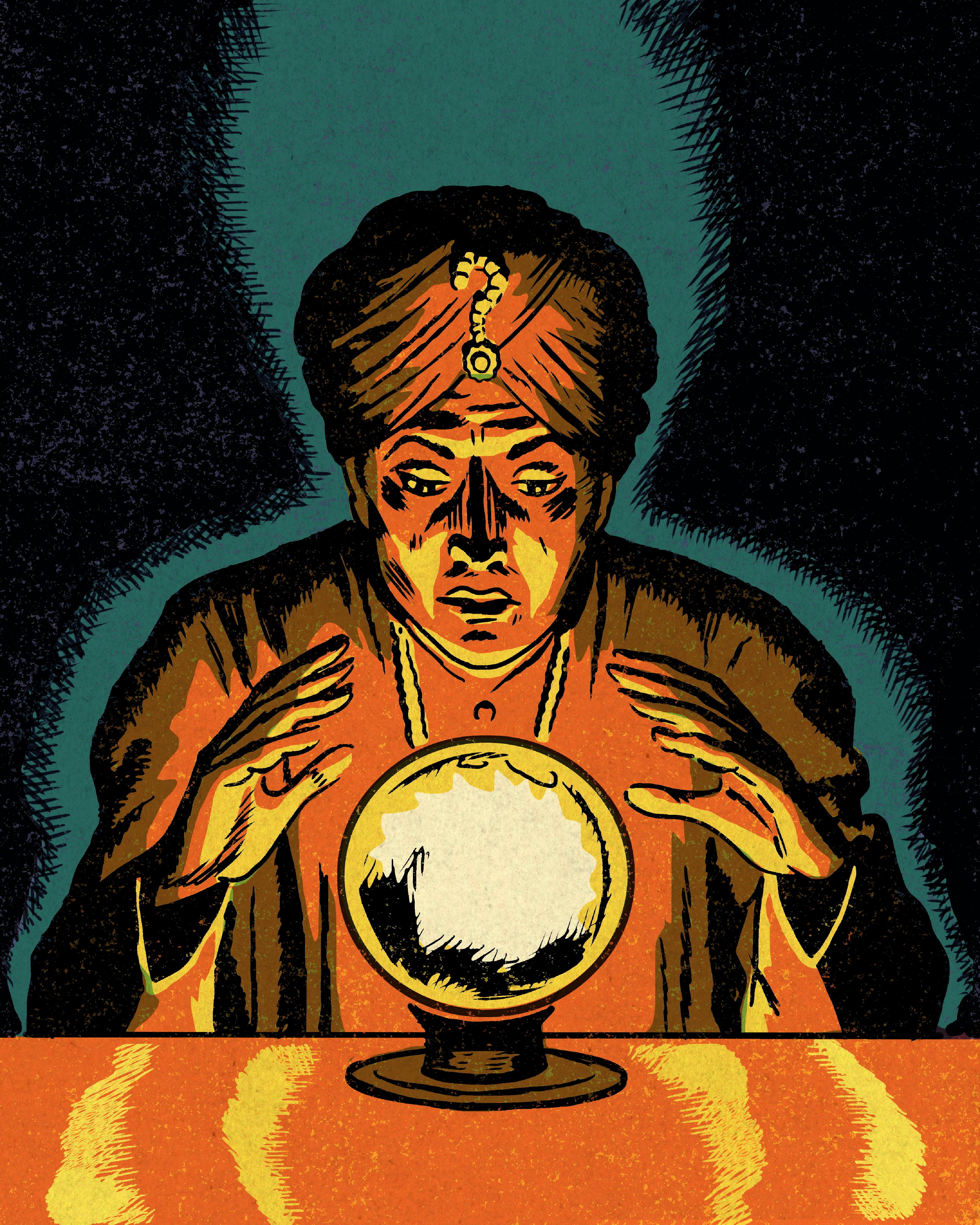 Fortune Teller Looking in a Crystal Ball