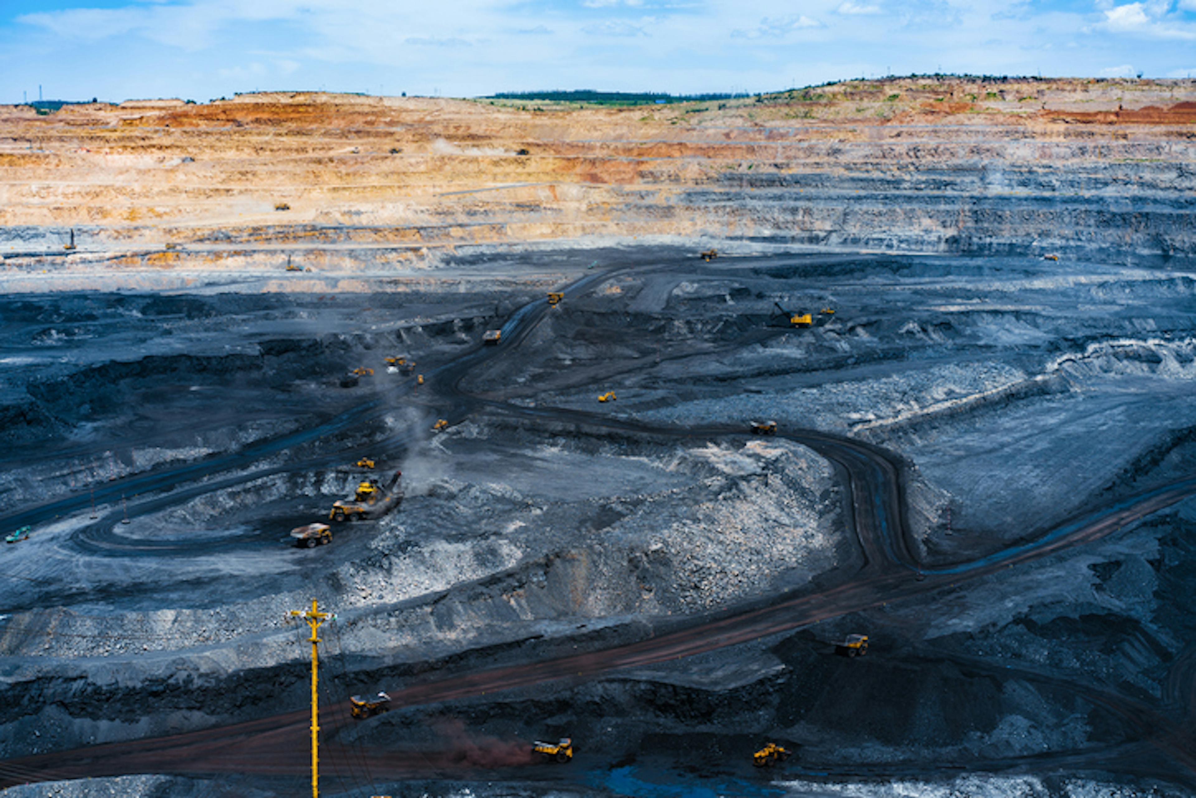 The busy opencast coal mine