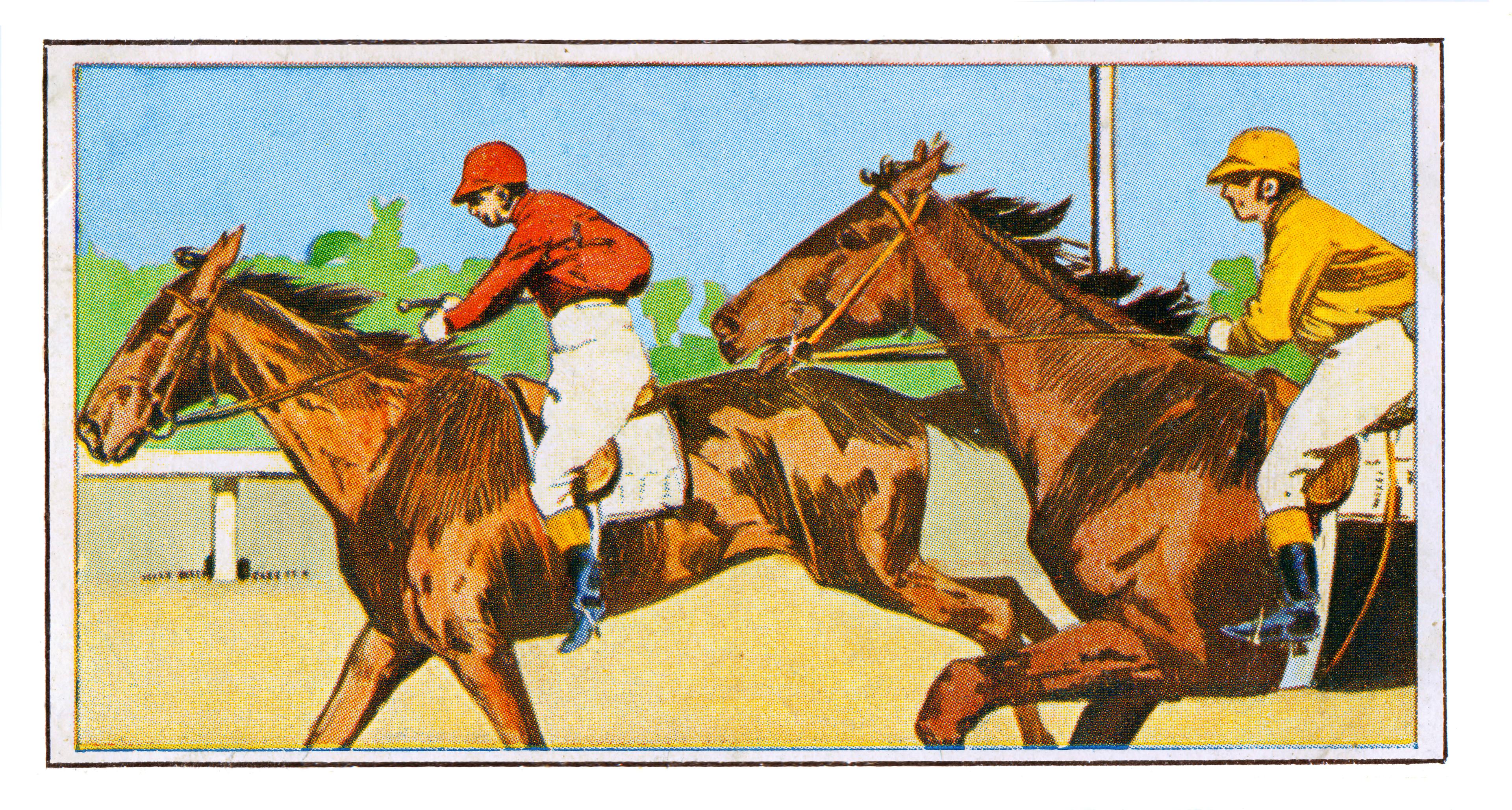 Jockey horse race art nouveau illustration