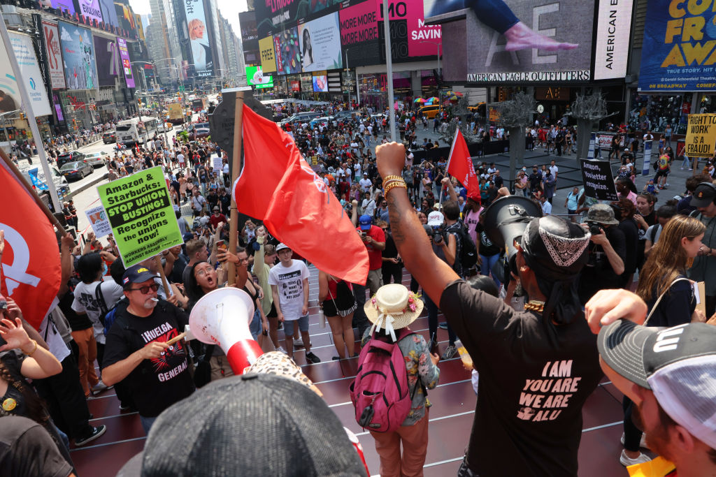 Pro-Union Protestors Rally in NYC