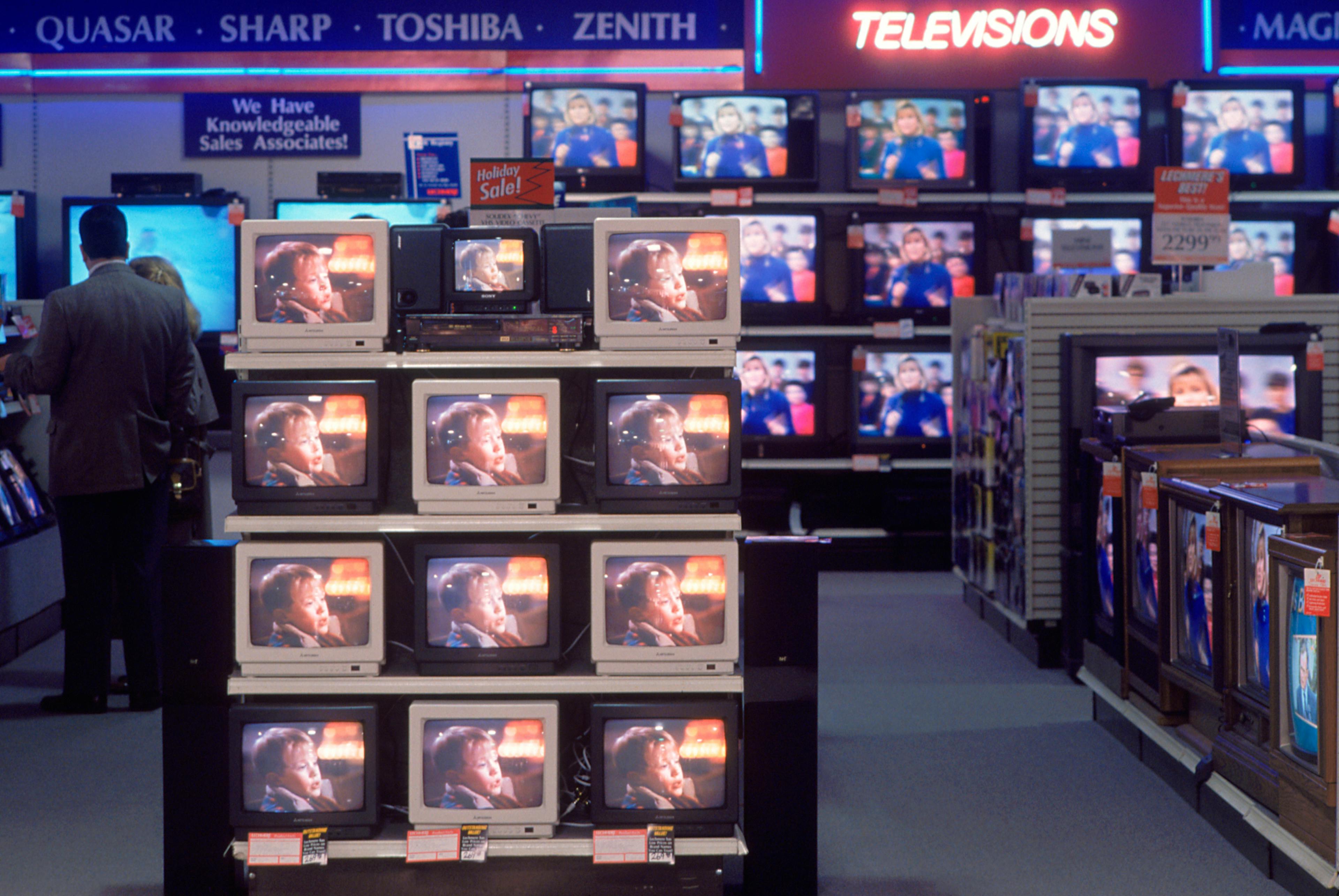 Televisions on display in department store