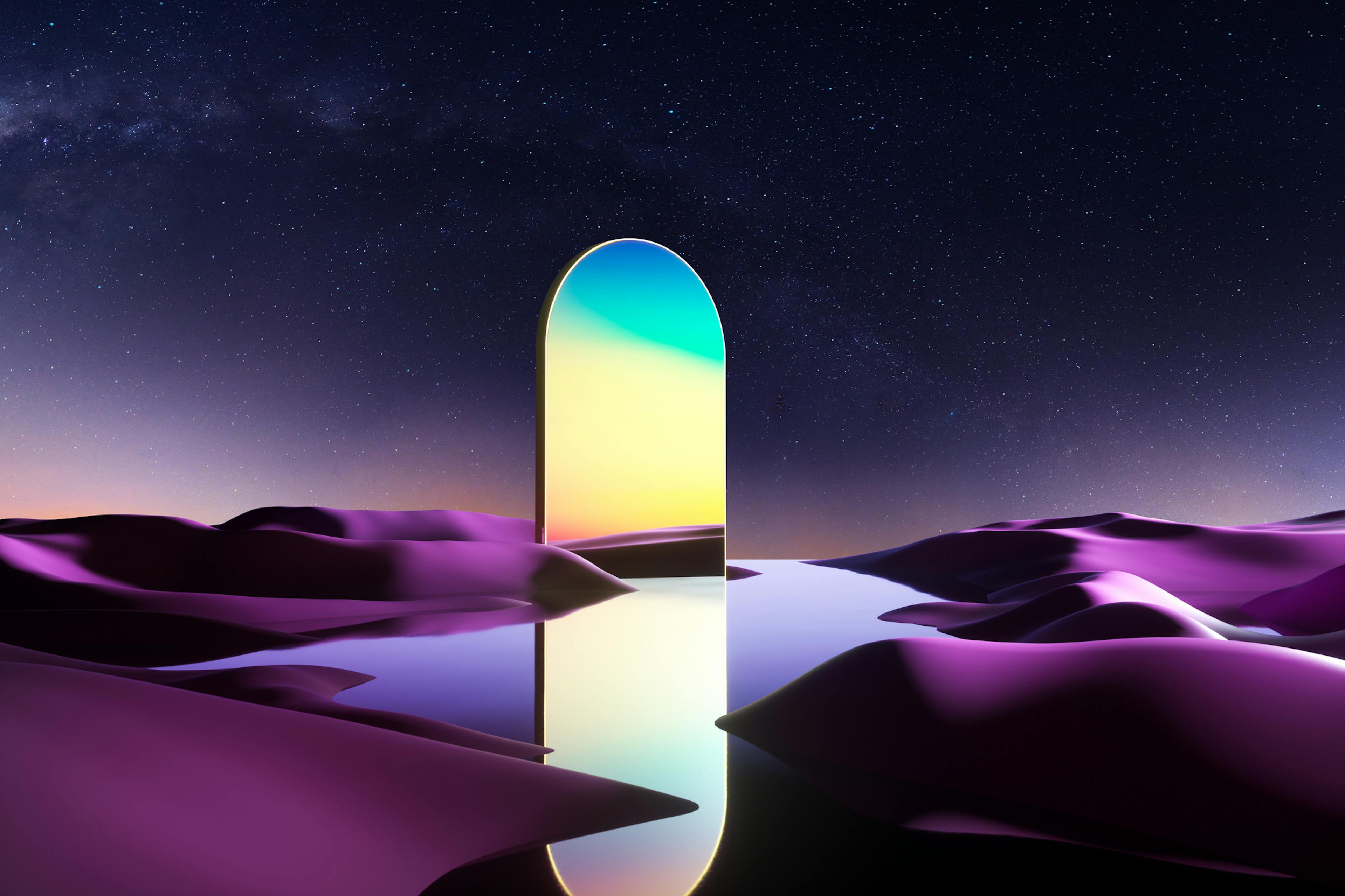 Opened portal in the night sky.