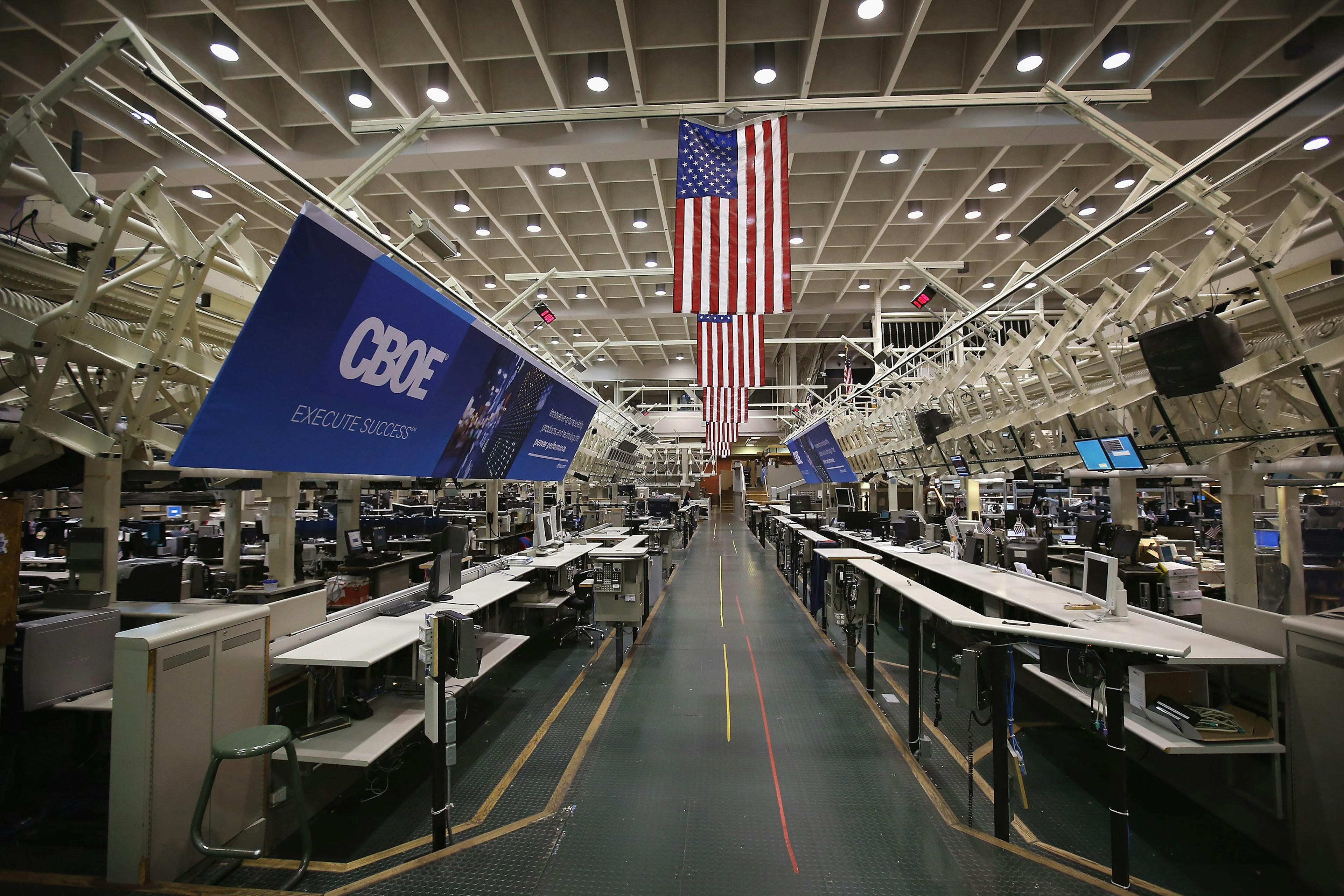 Deserted CBOE floor