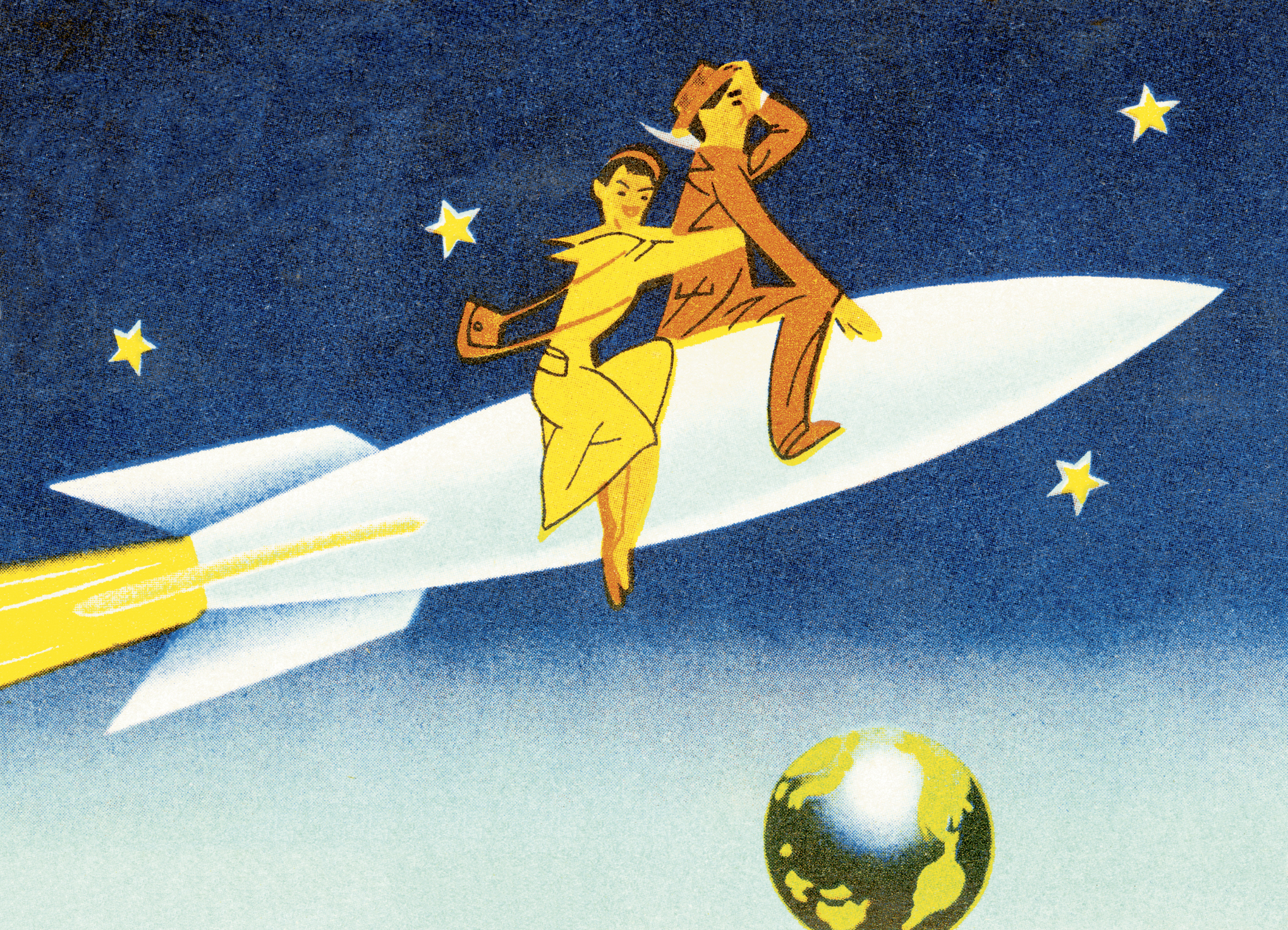 Couple on a rocket