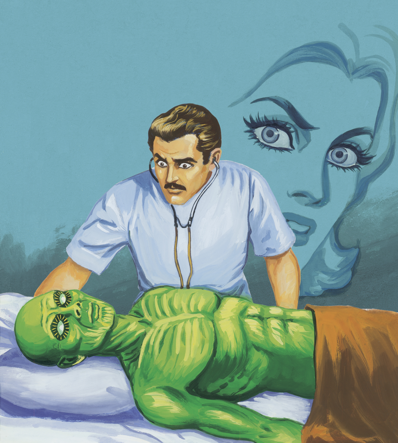 Doctor Looks At Green Monster