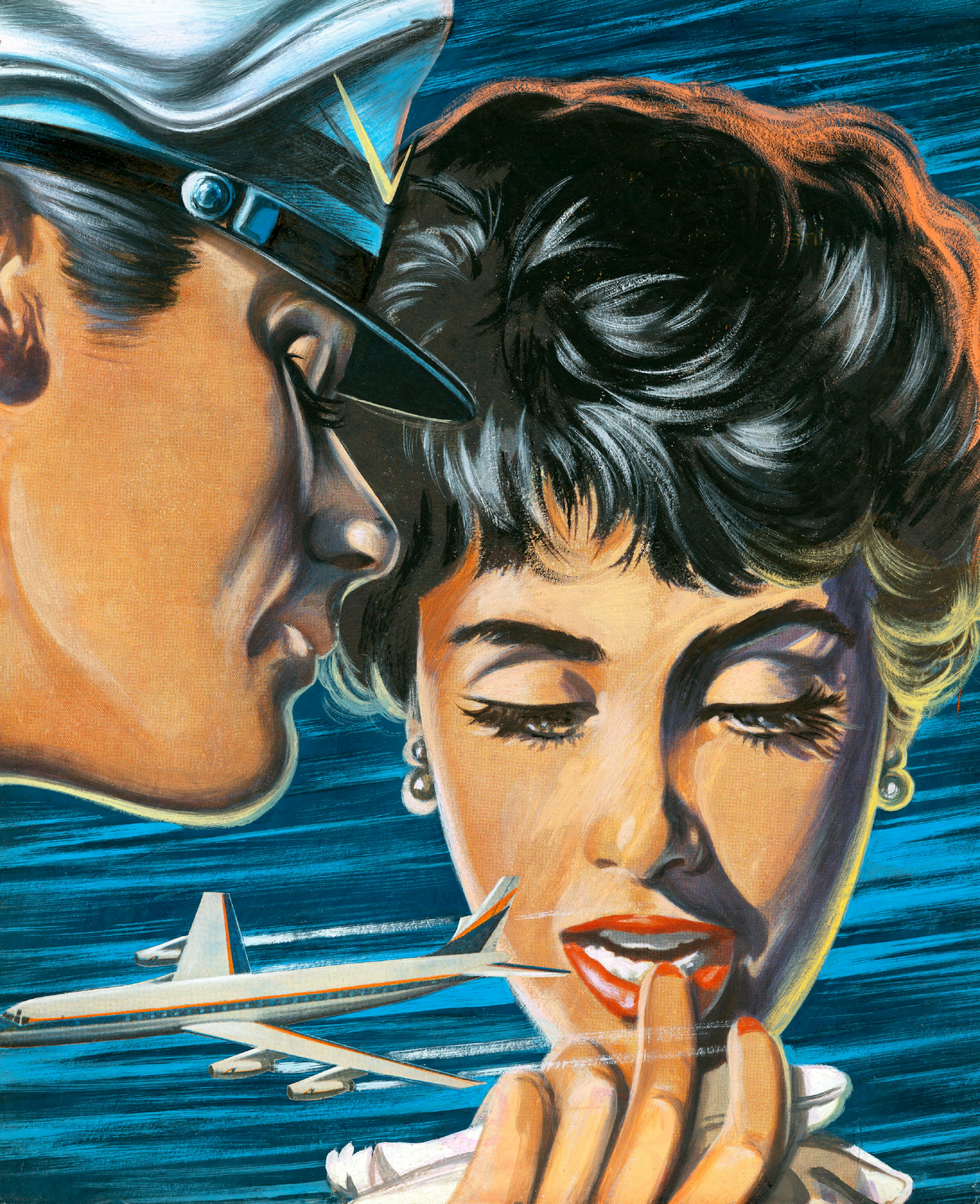 Airplane Pilot Whispering To Woman