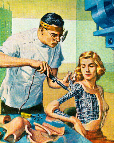 Doctor Working on Robot Woman