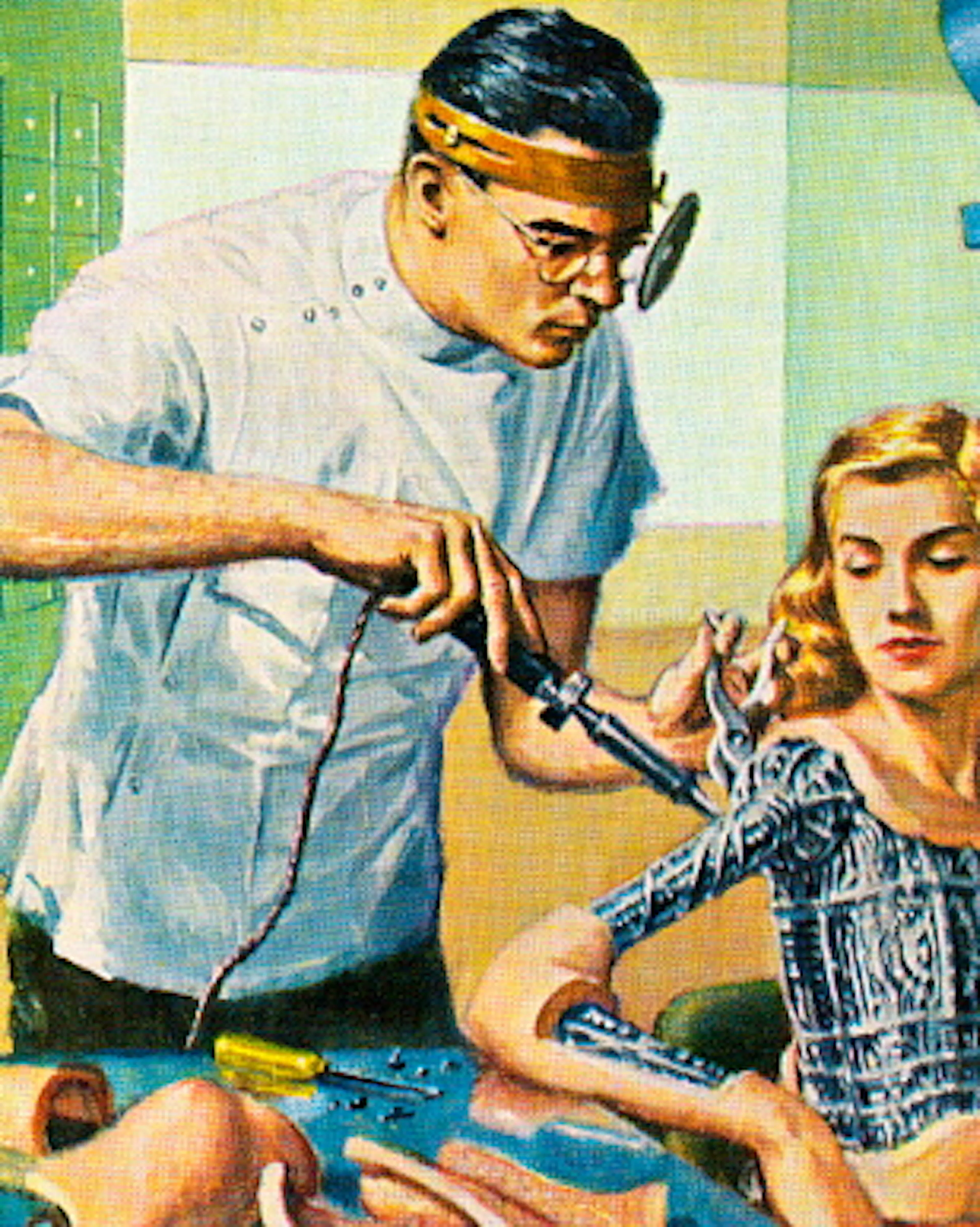 Doctor Working on Robot Woman