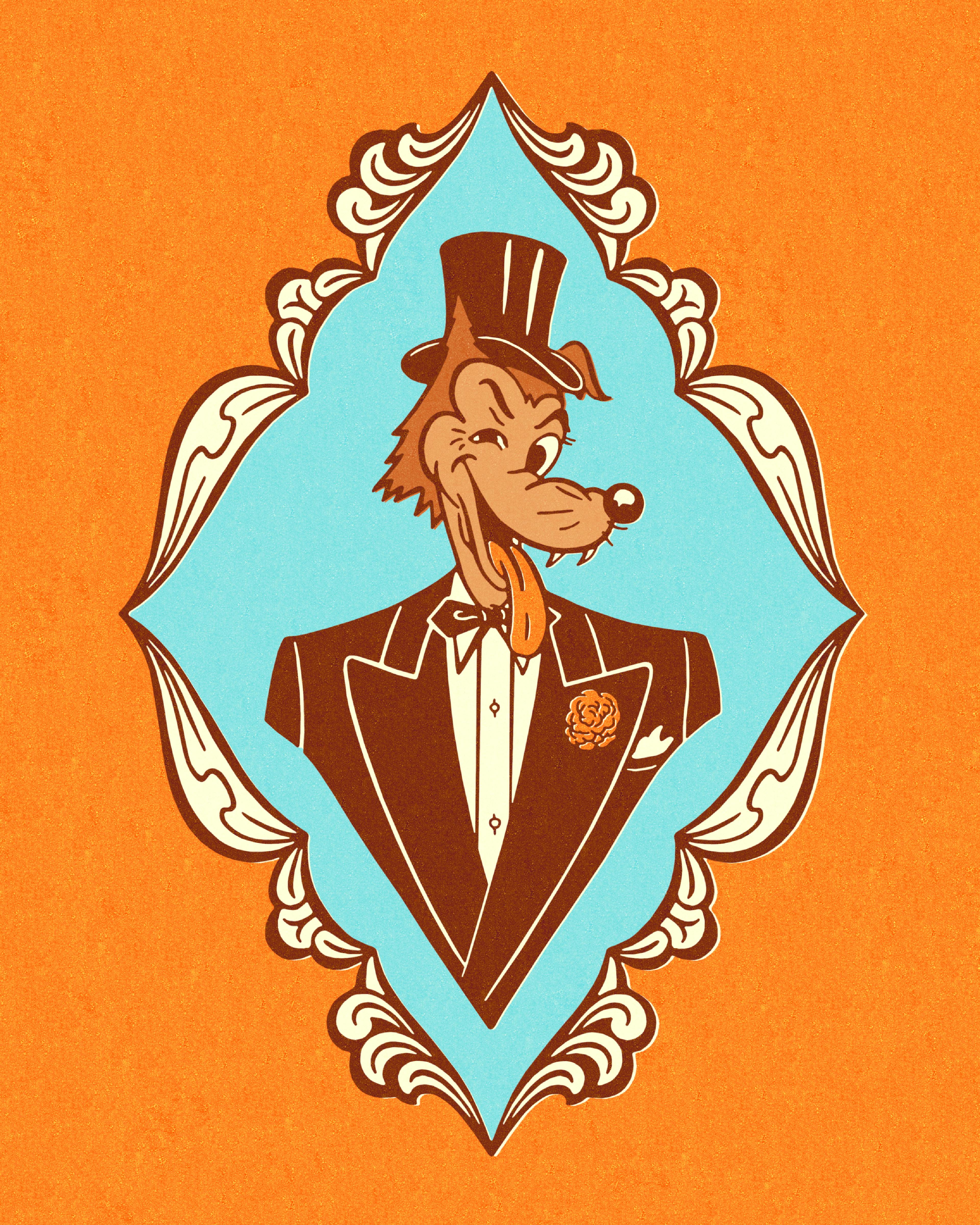 Portrait of a Wolf Wearing a Tuxedo