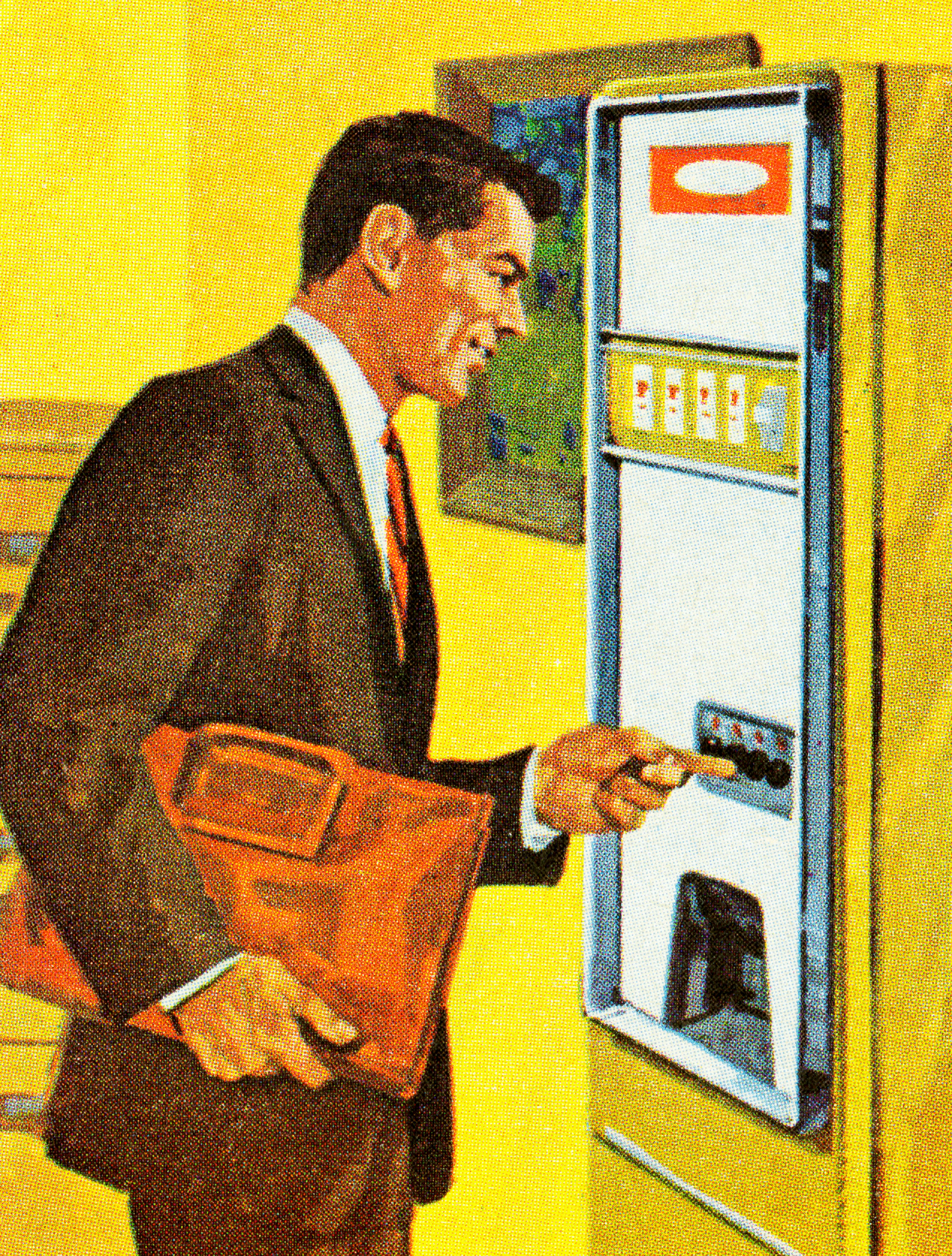 Man Using Vending Machine