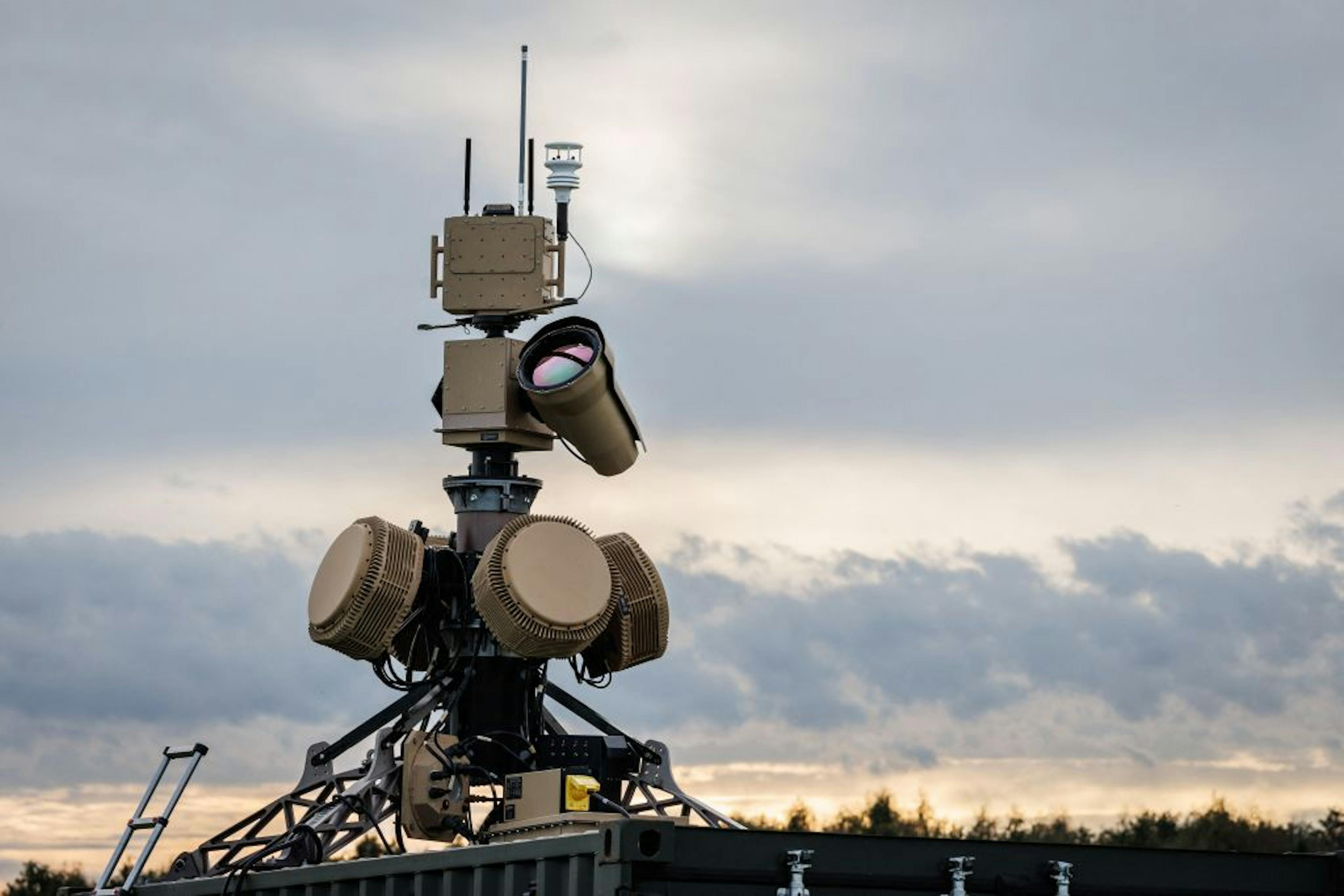 An Anduril Industries Sentry surveillance tower