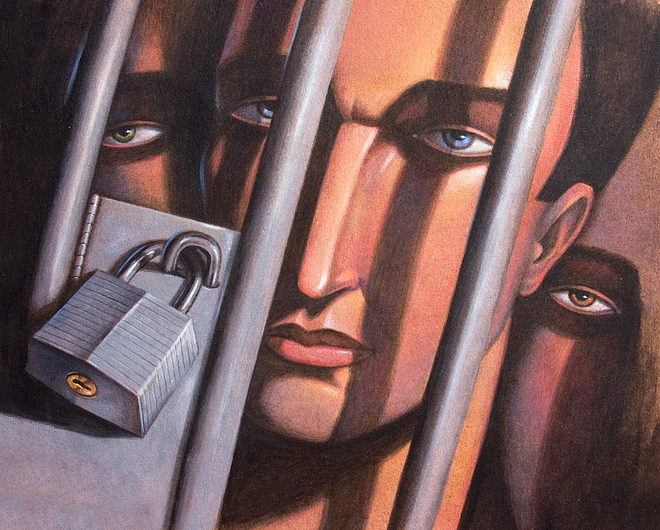 Three Men Locked Behind Bars