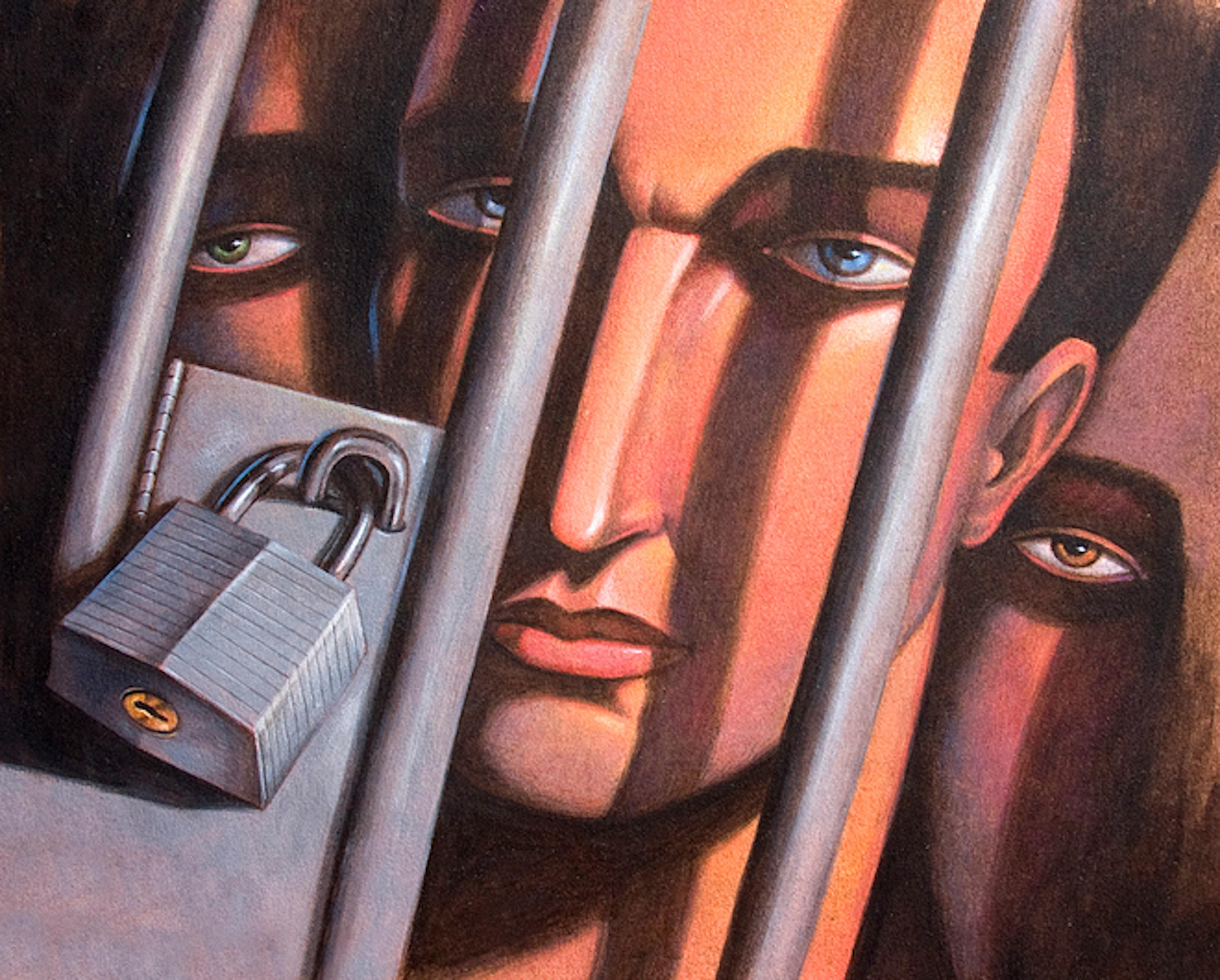 Three Men Locked Behind Bars