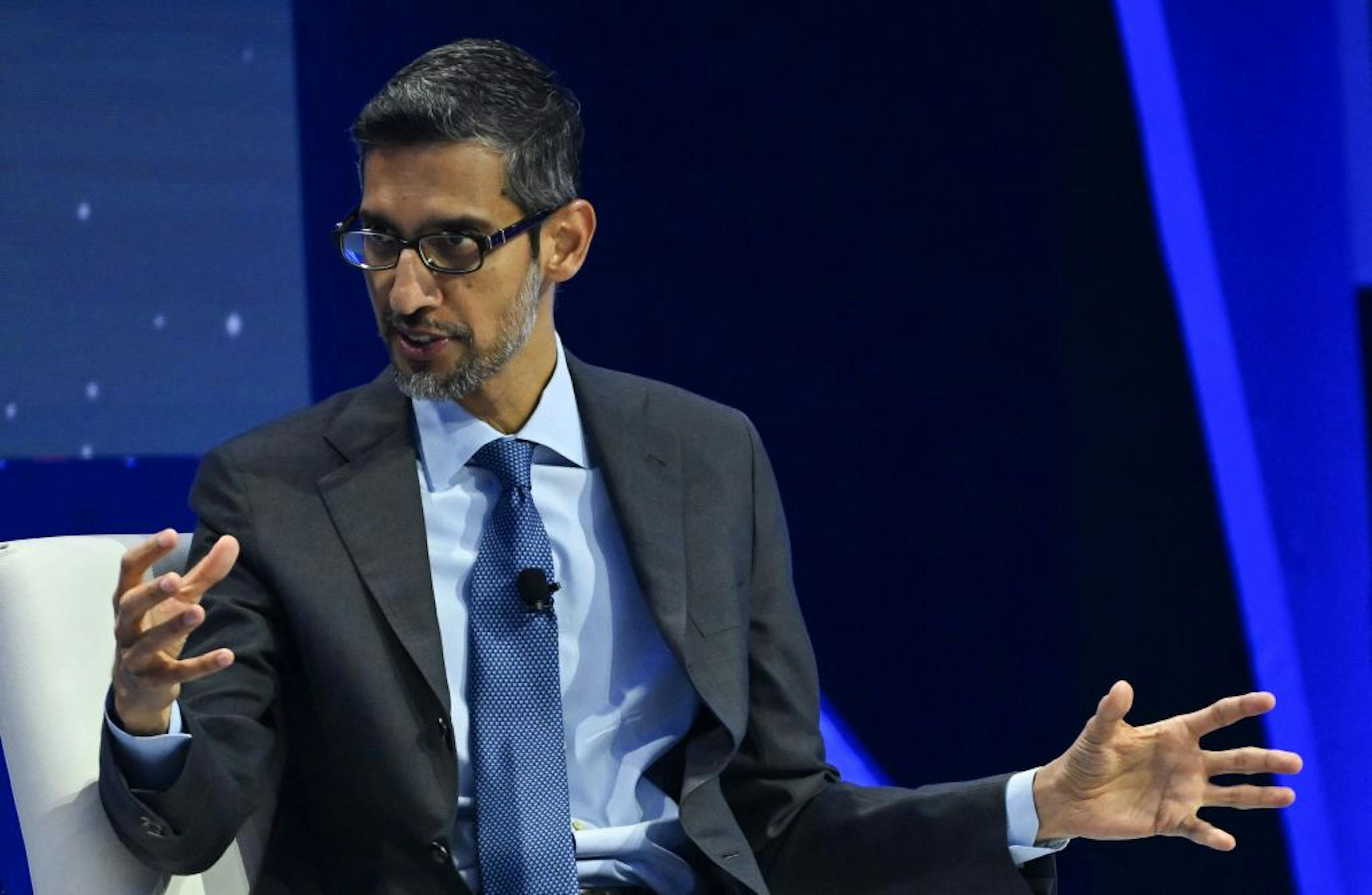 Alphabet CEO Sundar Pichai speaks at conference