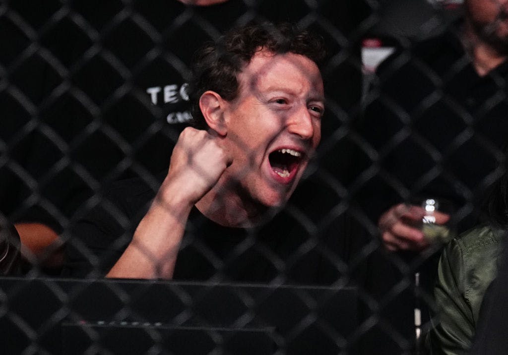 Mark Zuckerberg cheers at UFC match