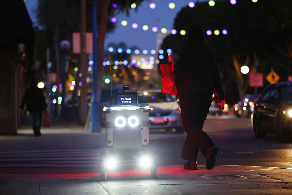 Serve delivery robot at night